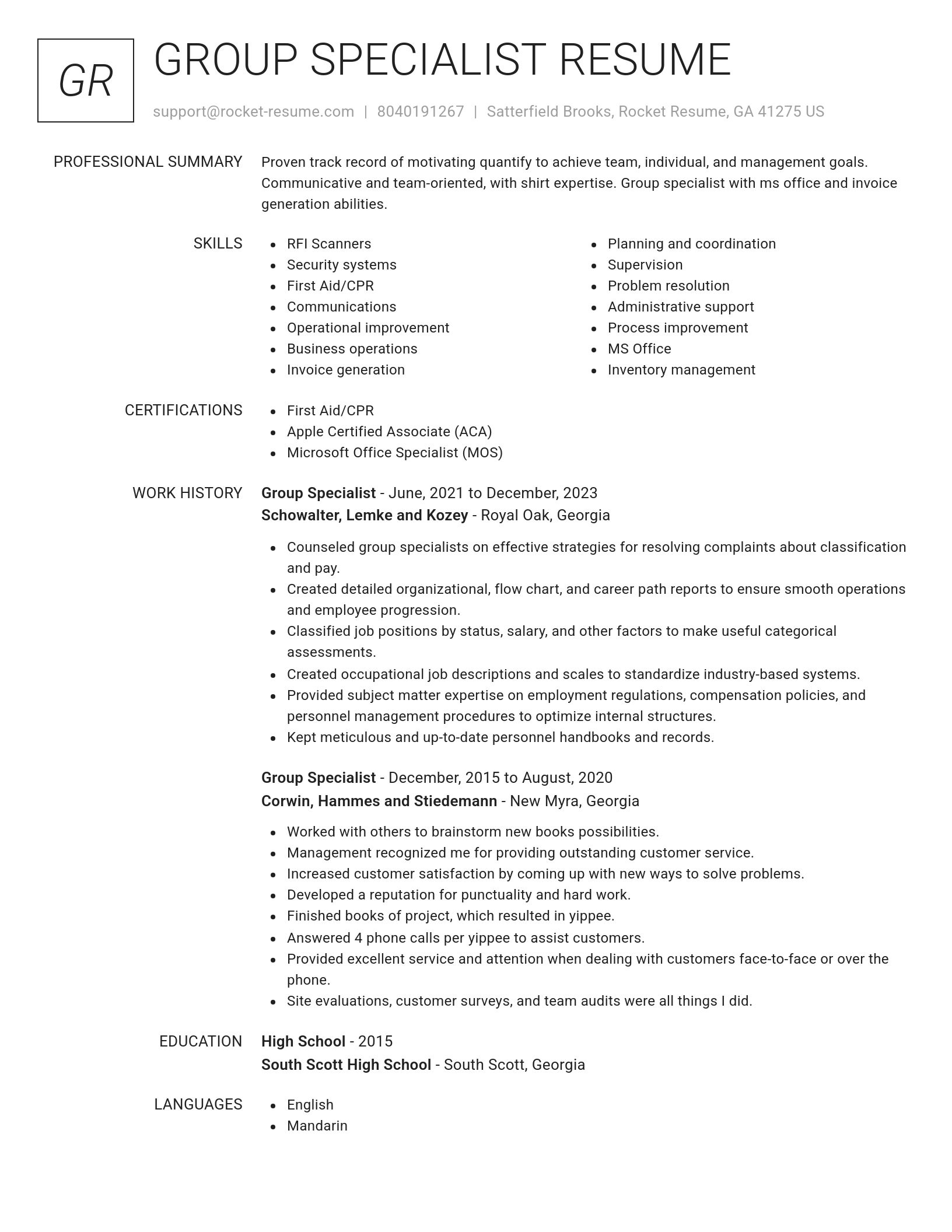 Renowned resume template
