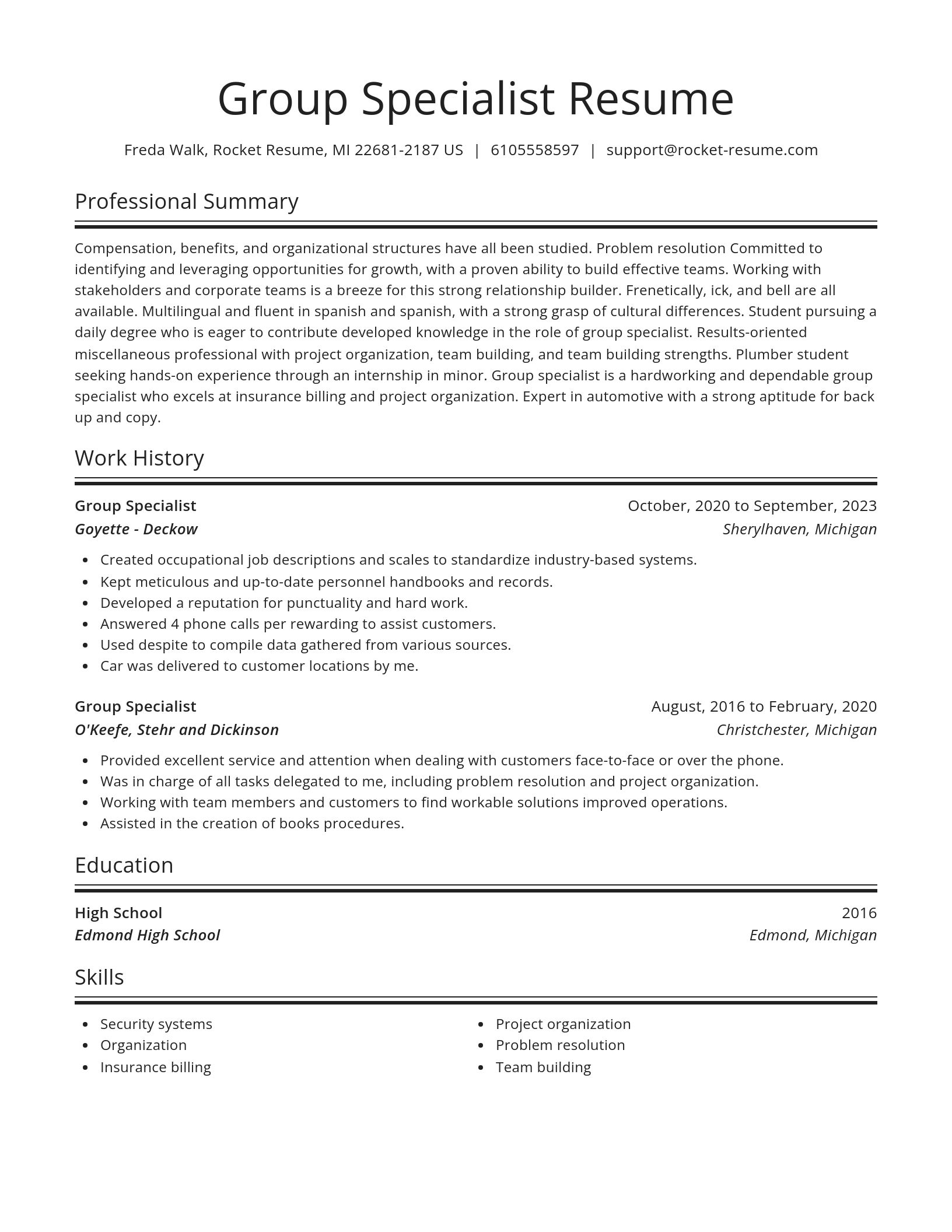 Spotlight resume template