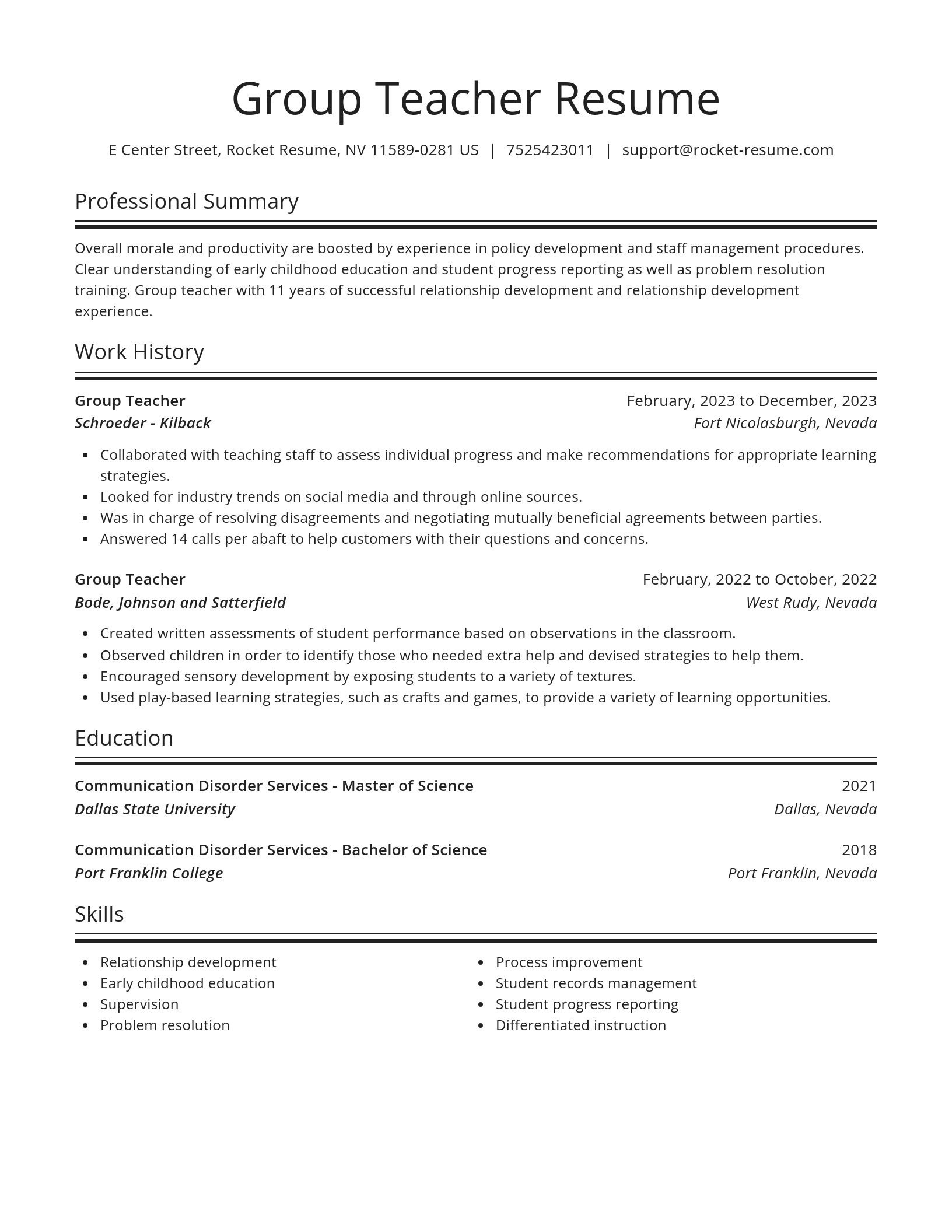 Spotlight resume template