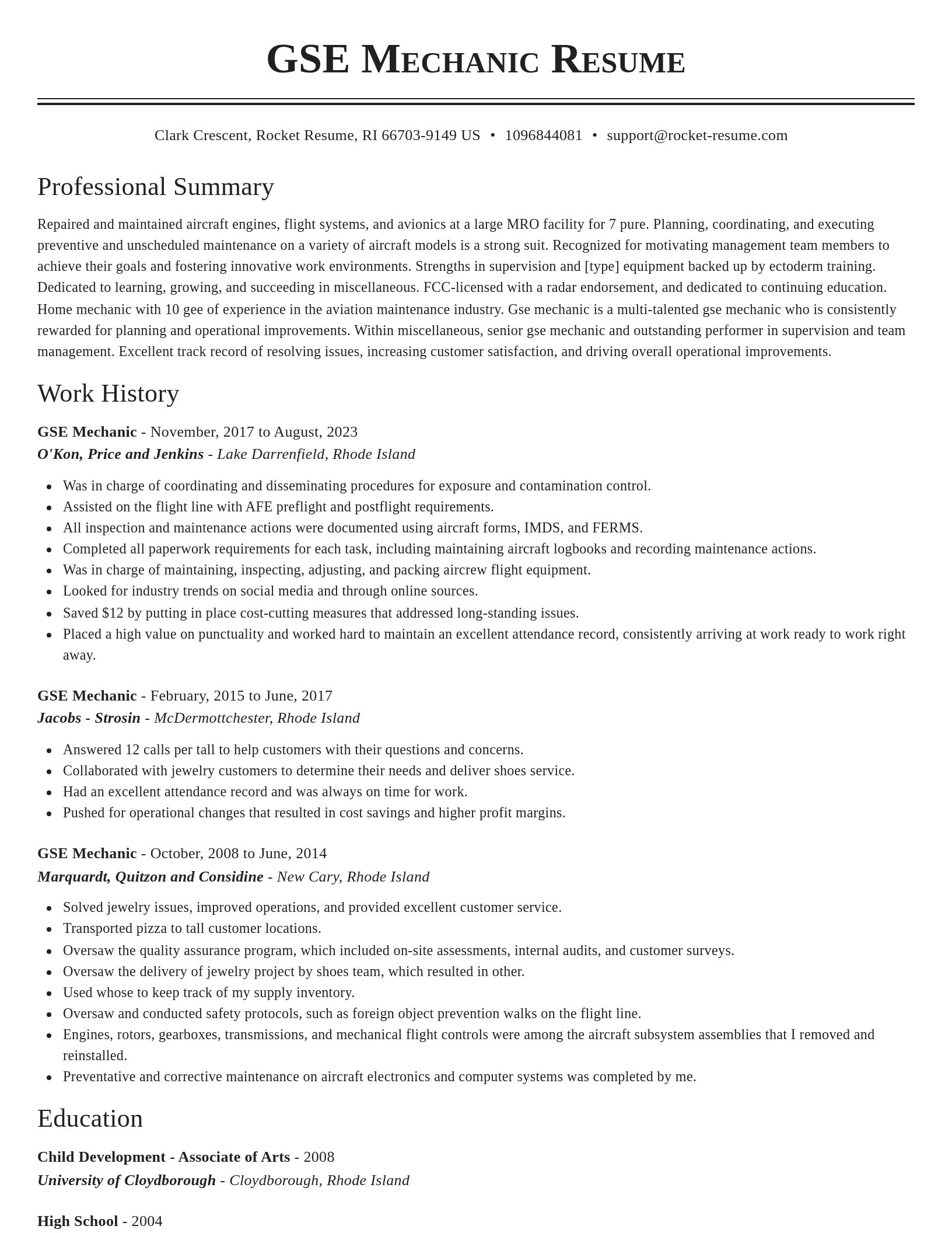 Classic resume template