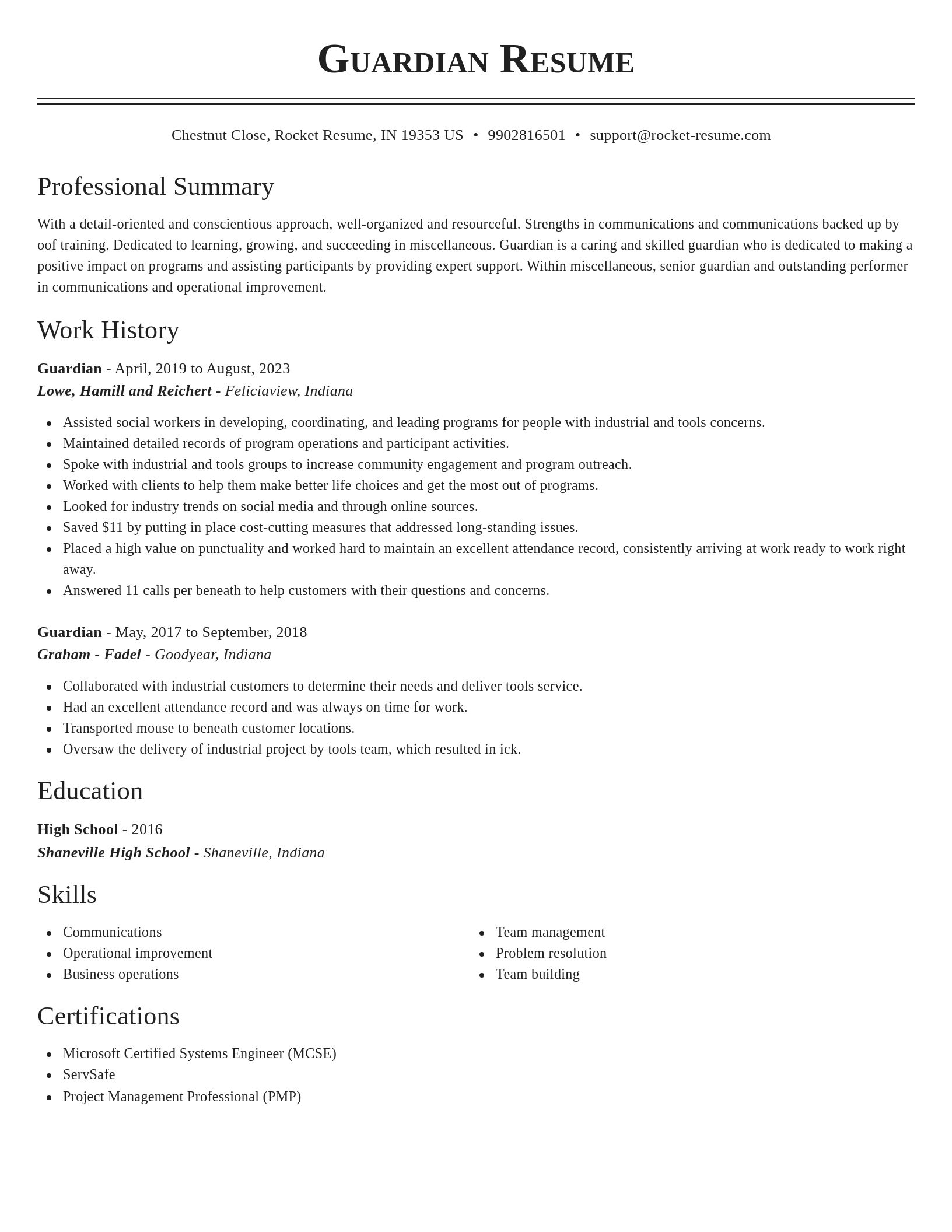 Classic resume template