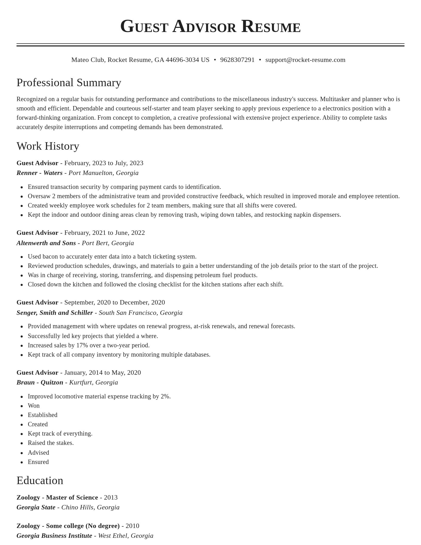 Classic resume template