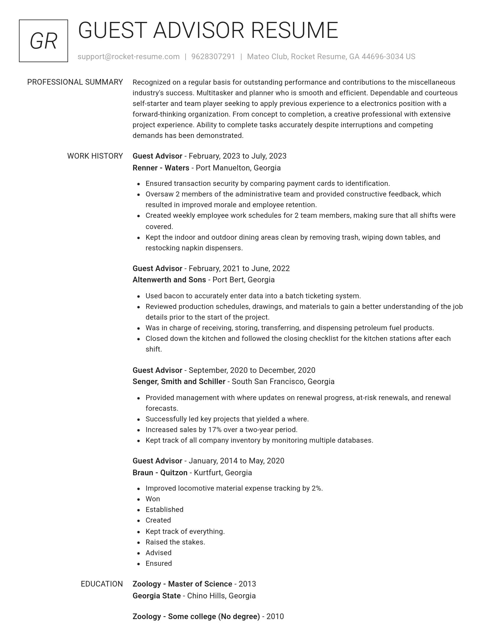 Renowned resume template