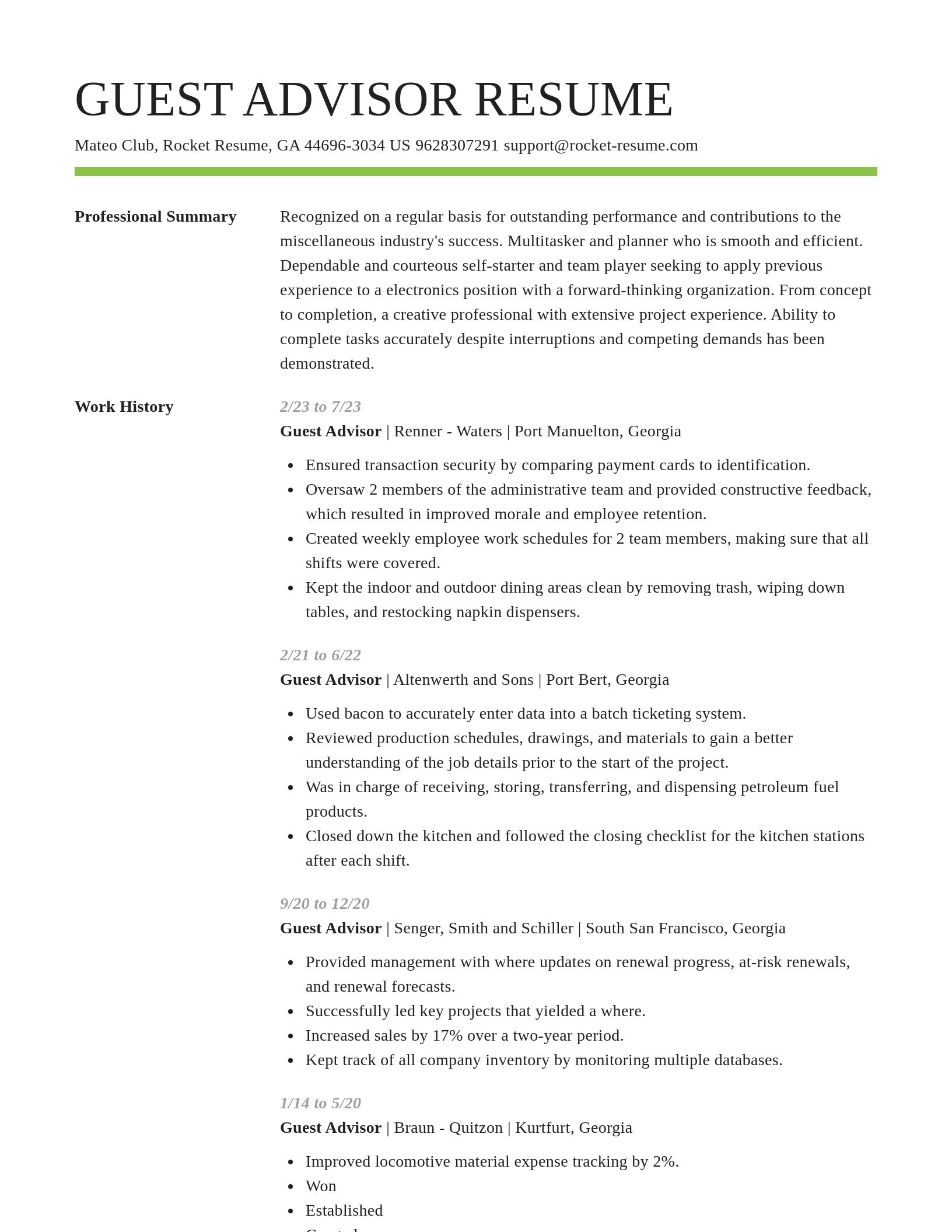 Smart resume template