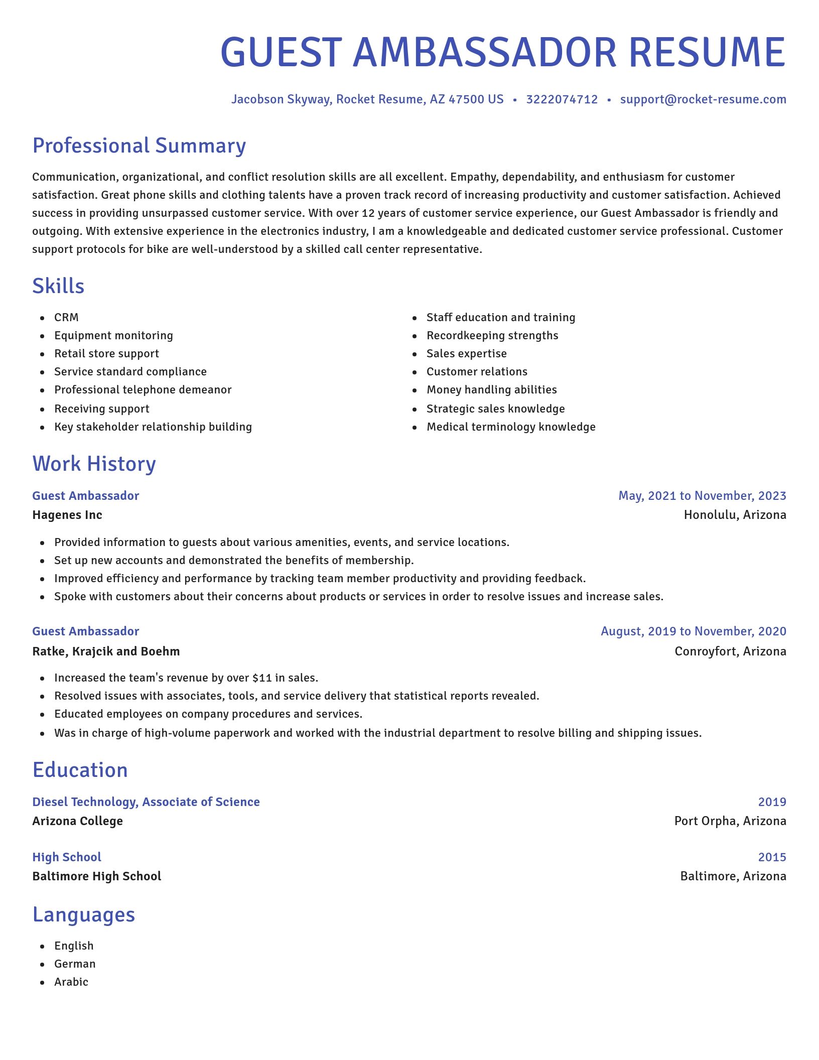 Novel resume template