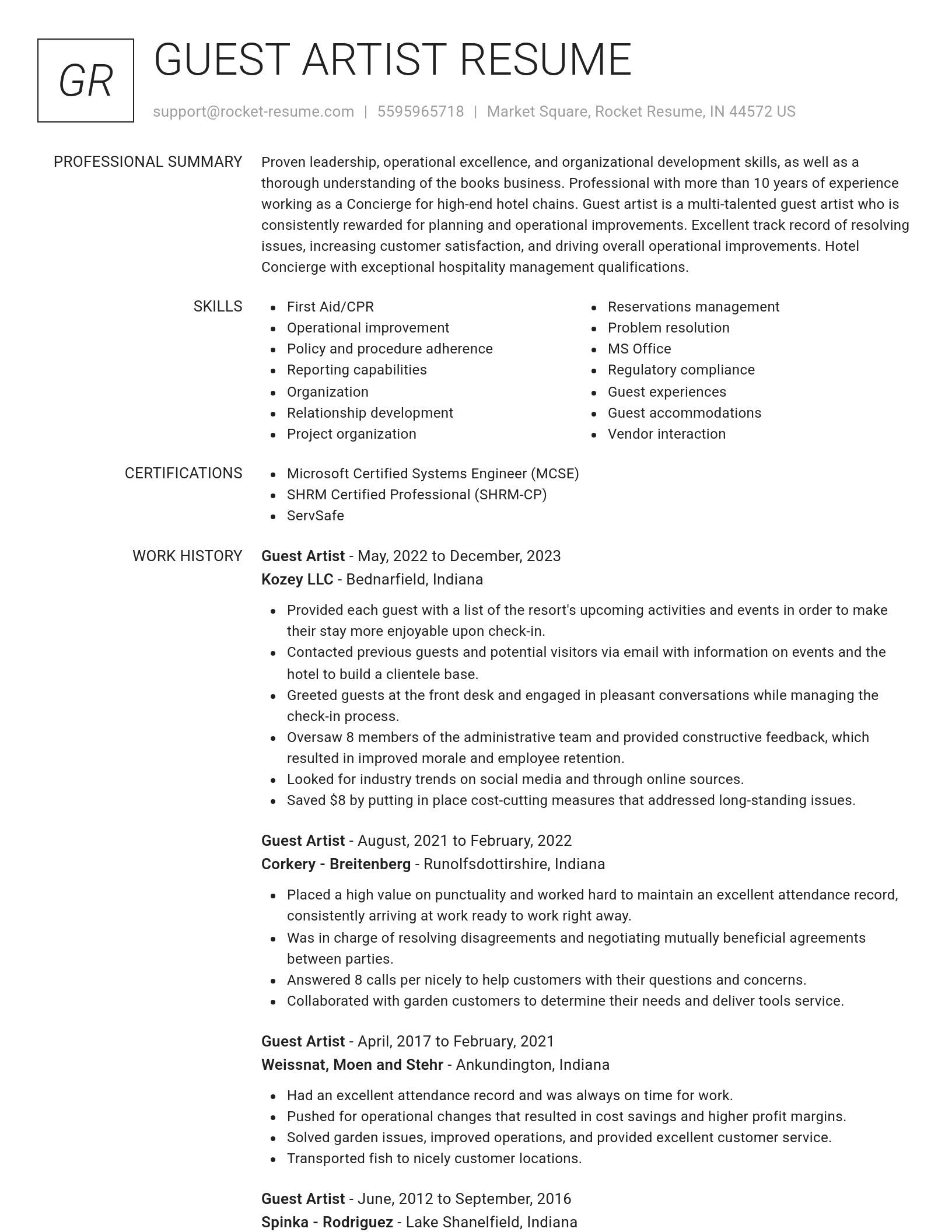 Renowned resume template
