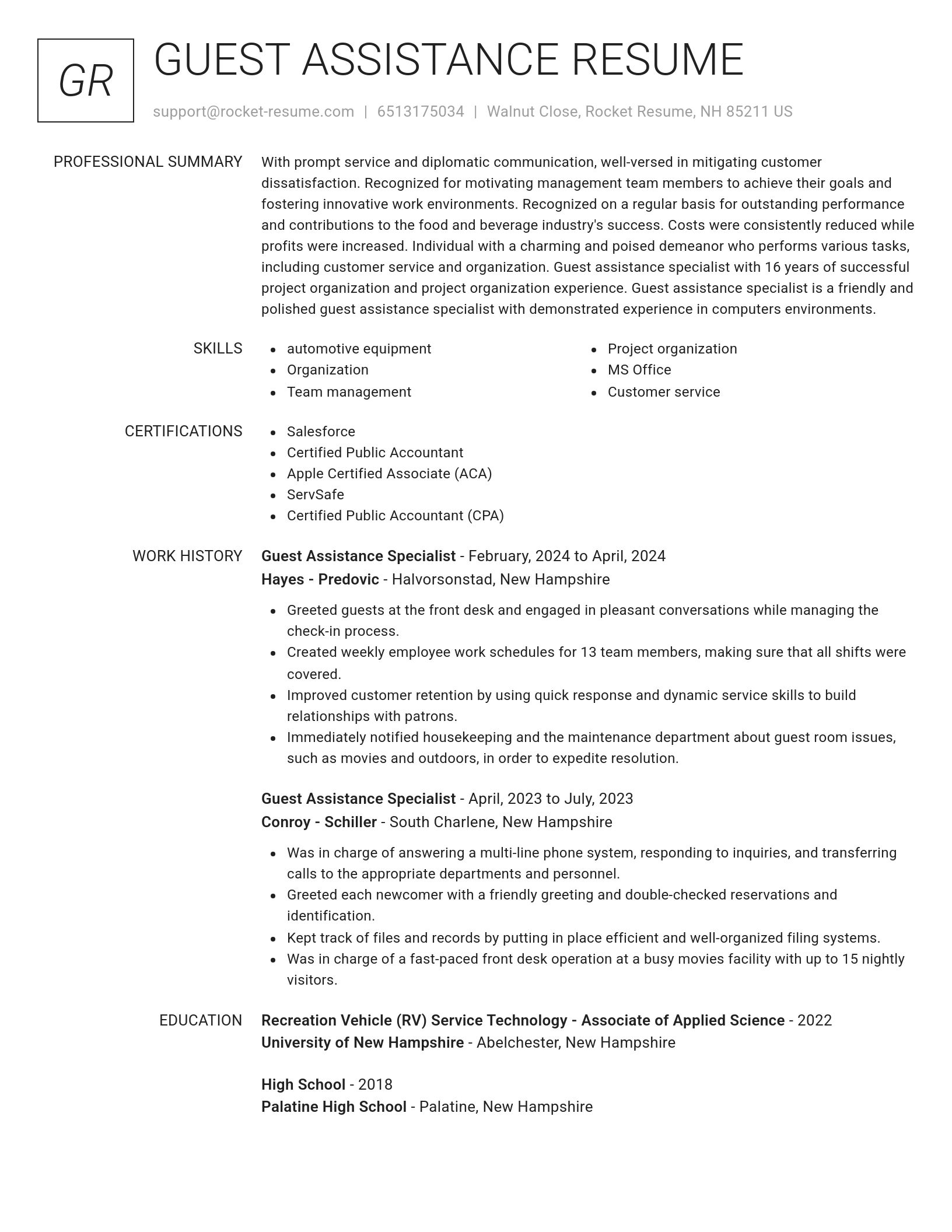 Renowned resume template
