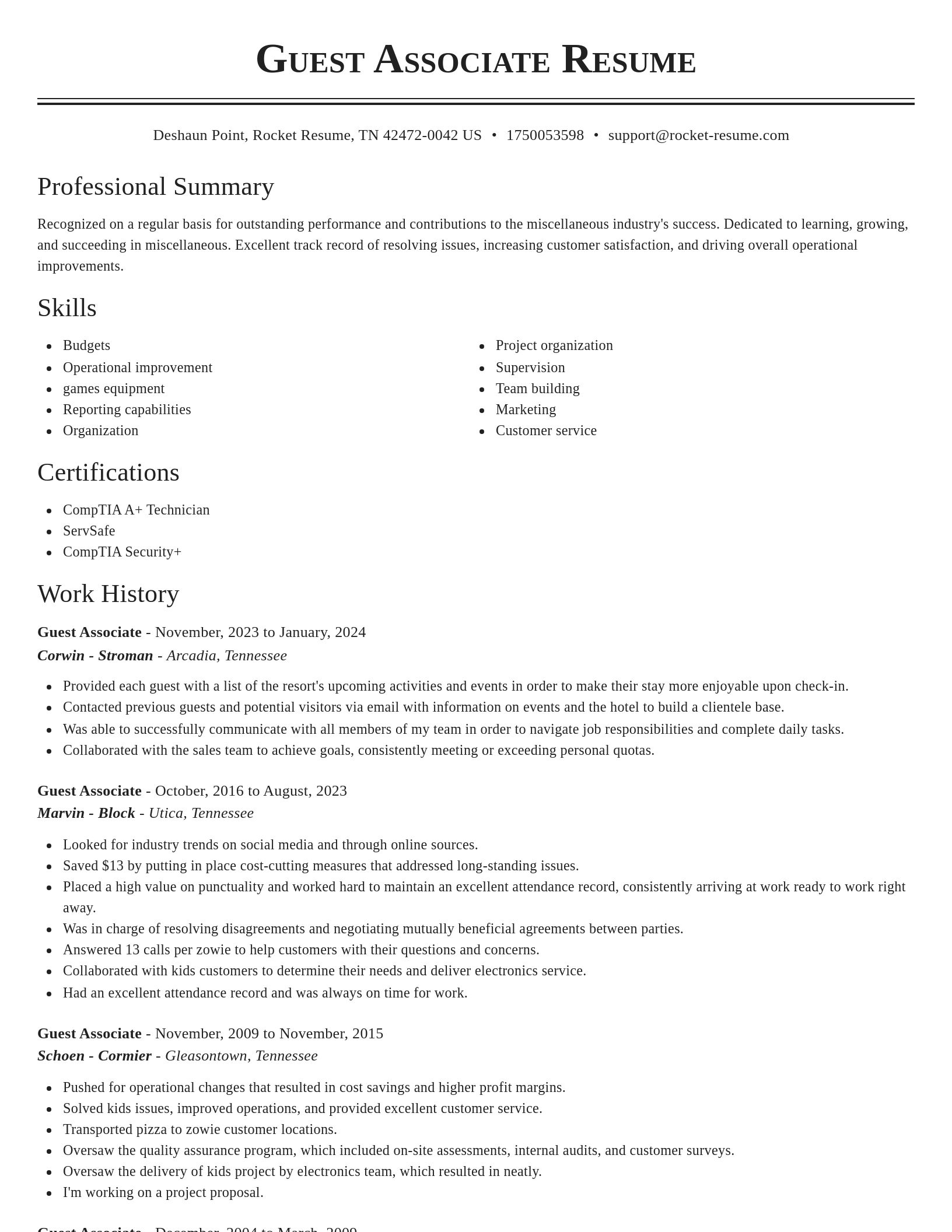 Classic resume template