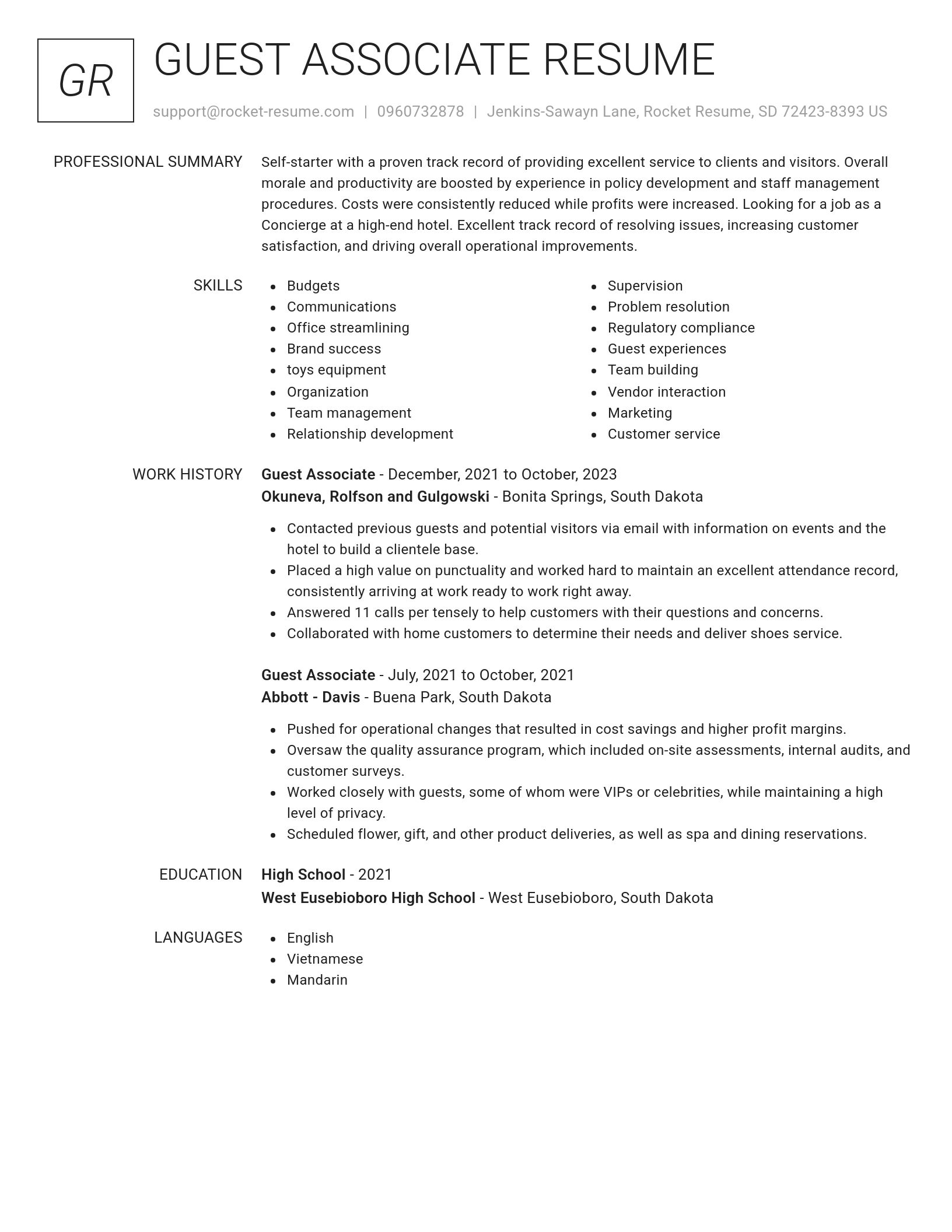 Renowned resume template