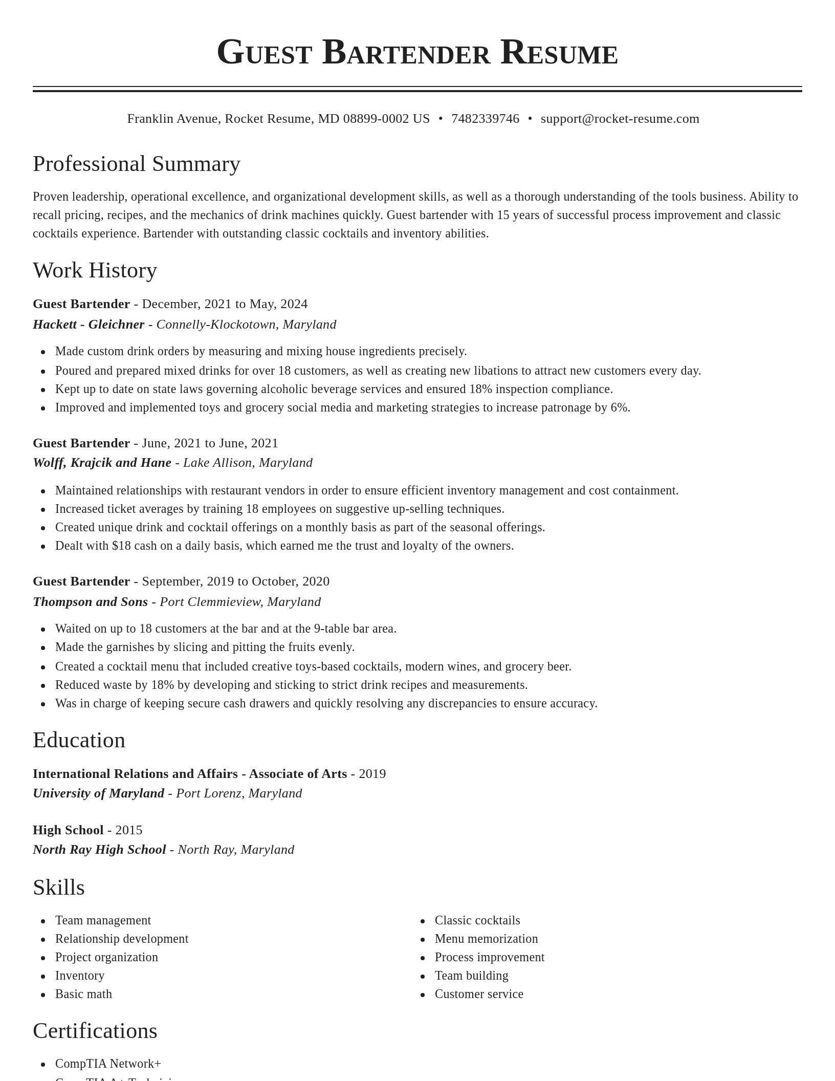 Classic resume template