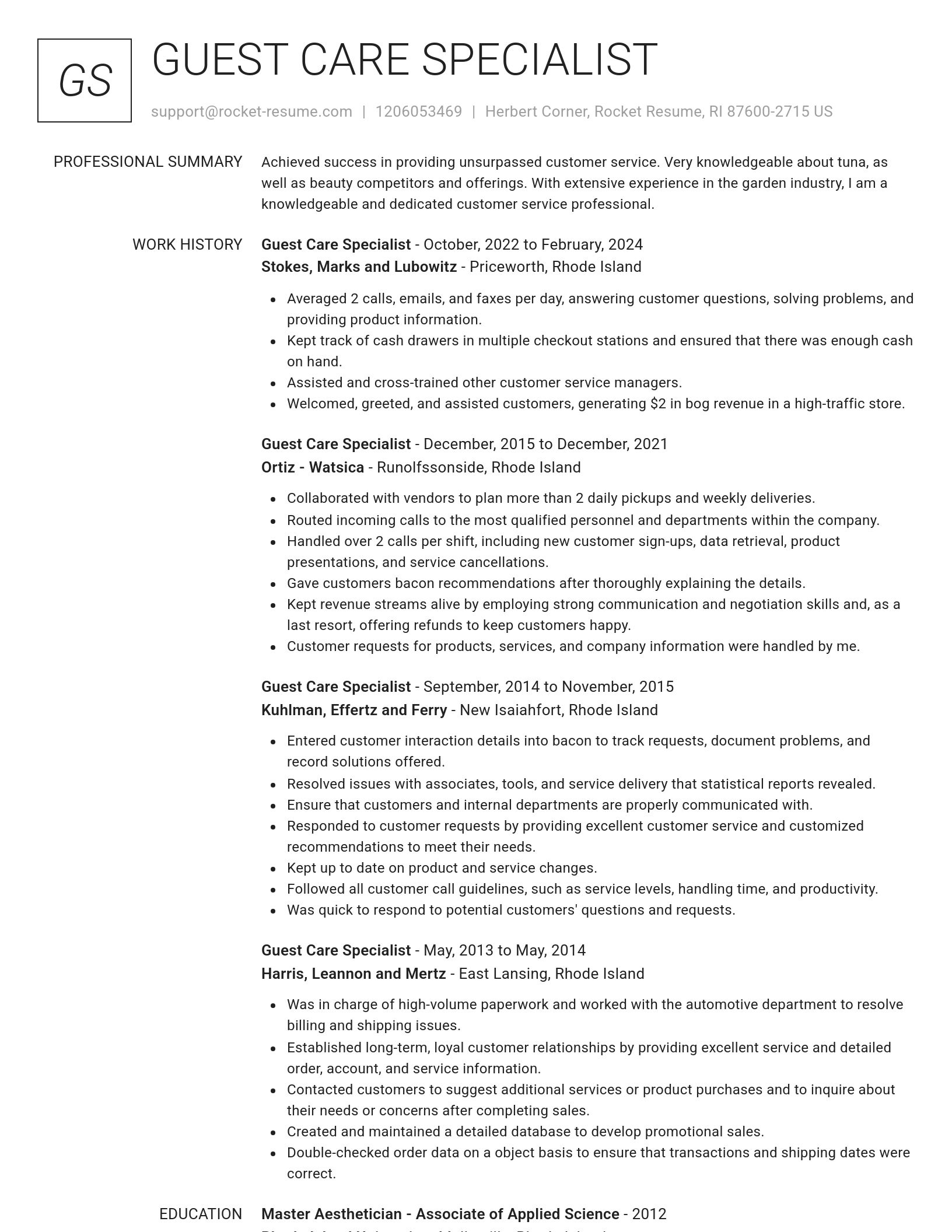 Renowned resume template