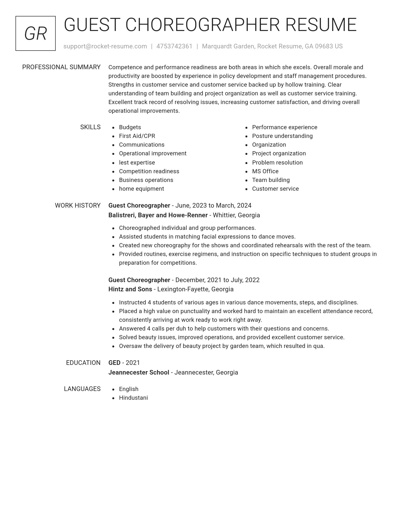 Renowned resume template
