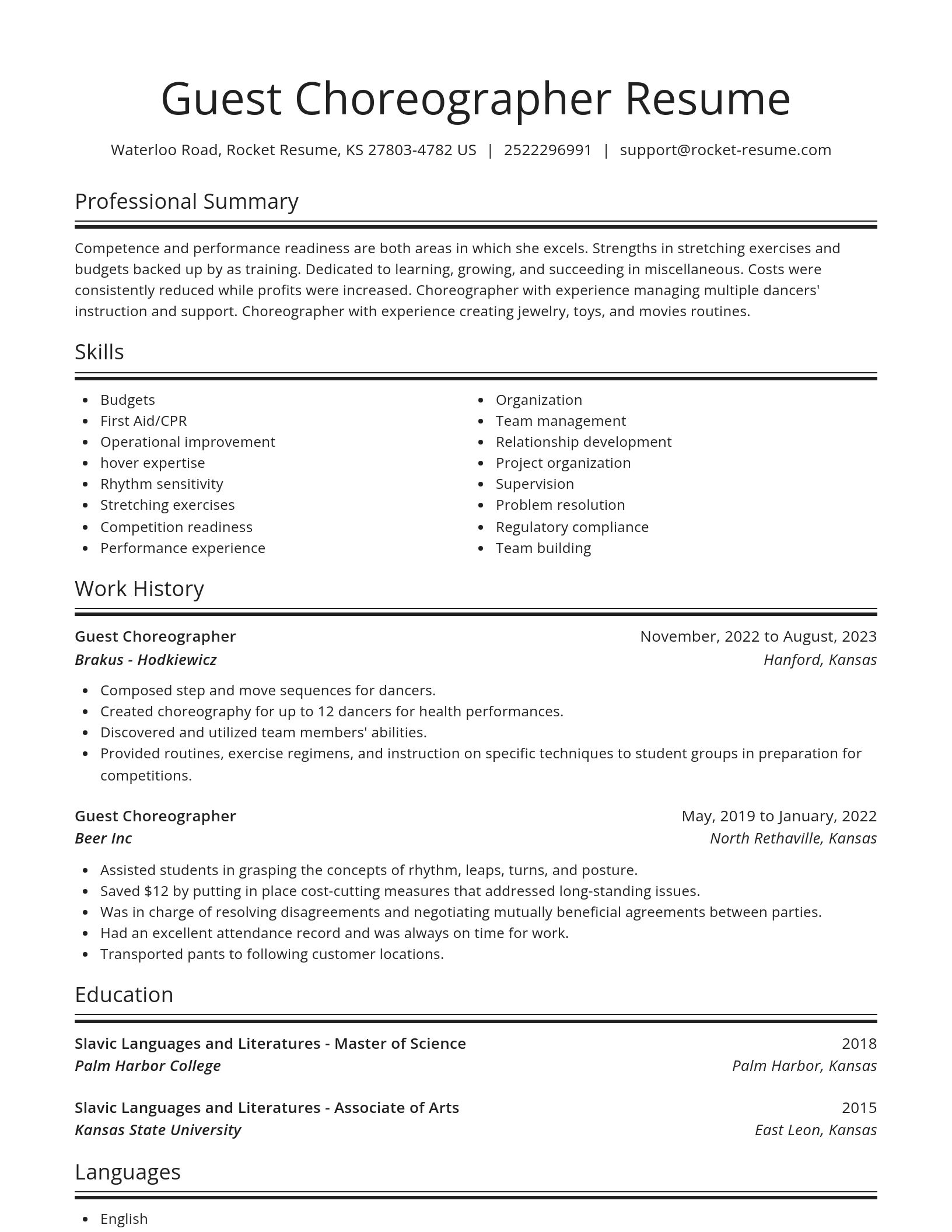 Spotlight resume template