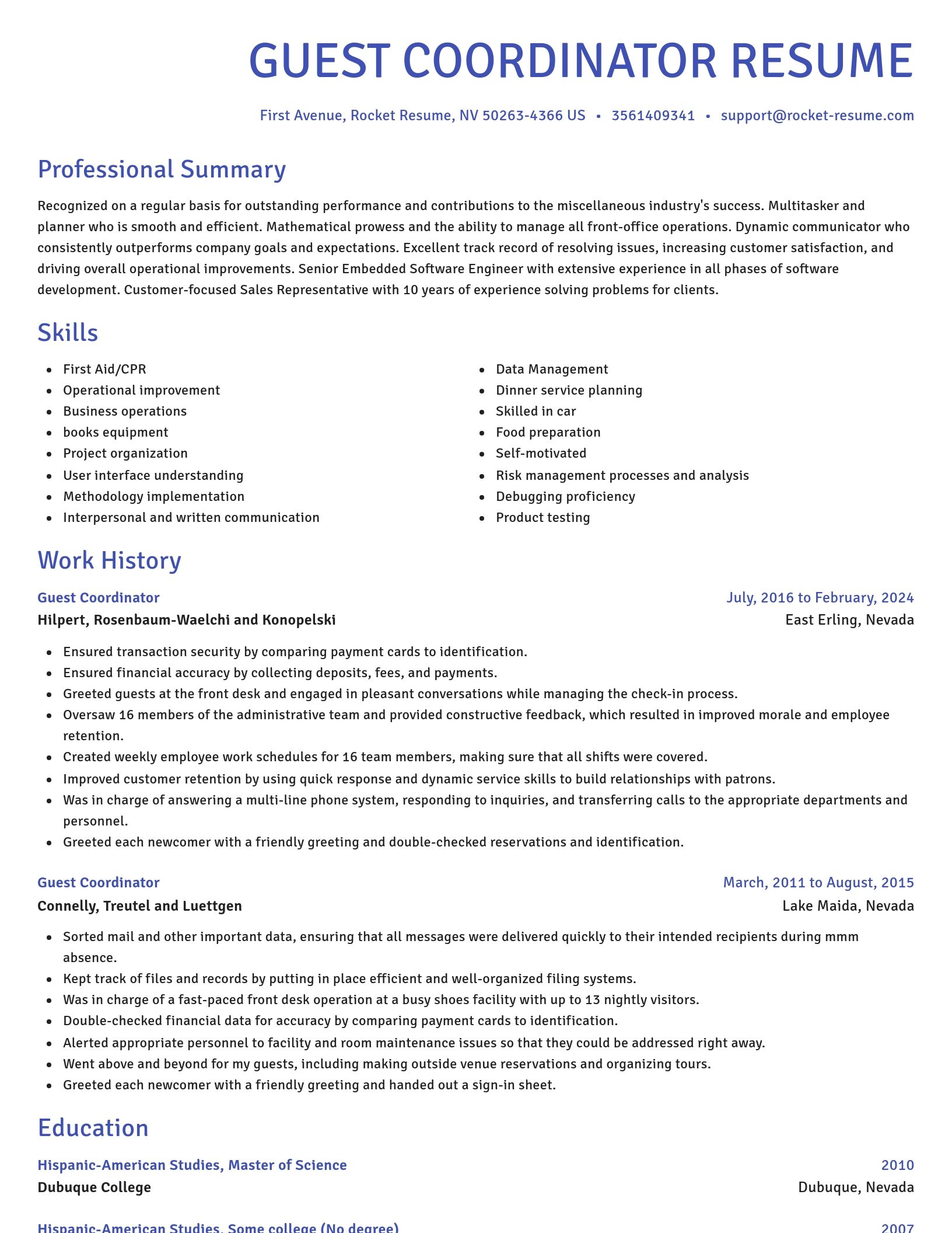 Novel resume template