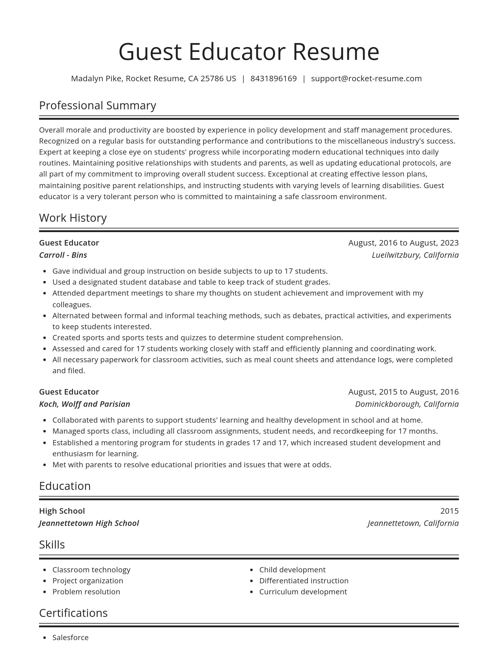 Spotlight resume template