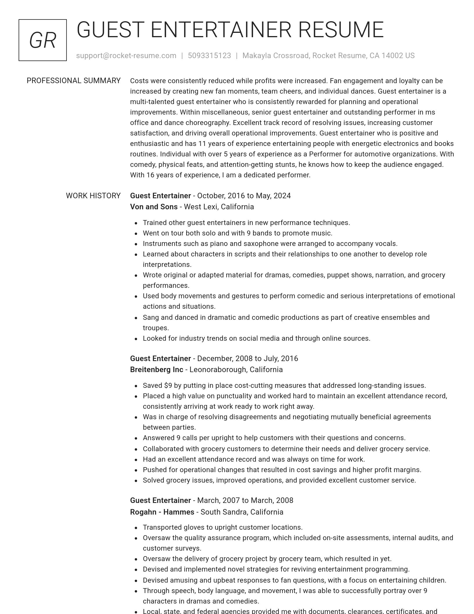 Renowned resume template