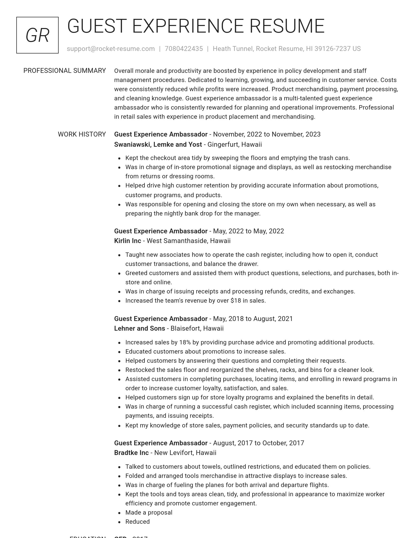 Renowned resume template