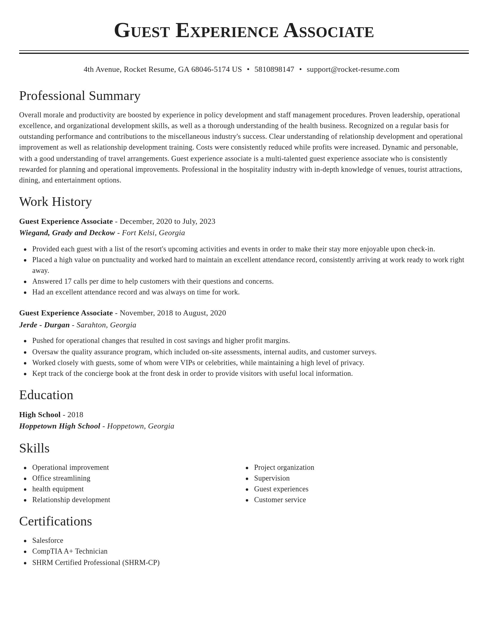 Classic resume template