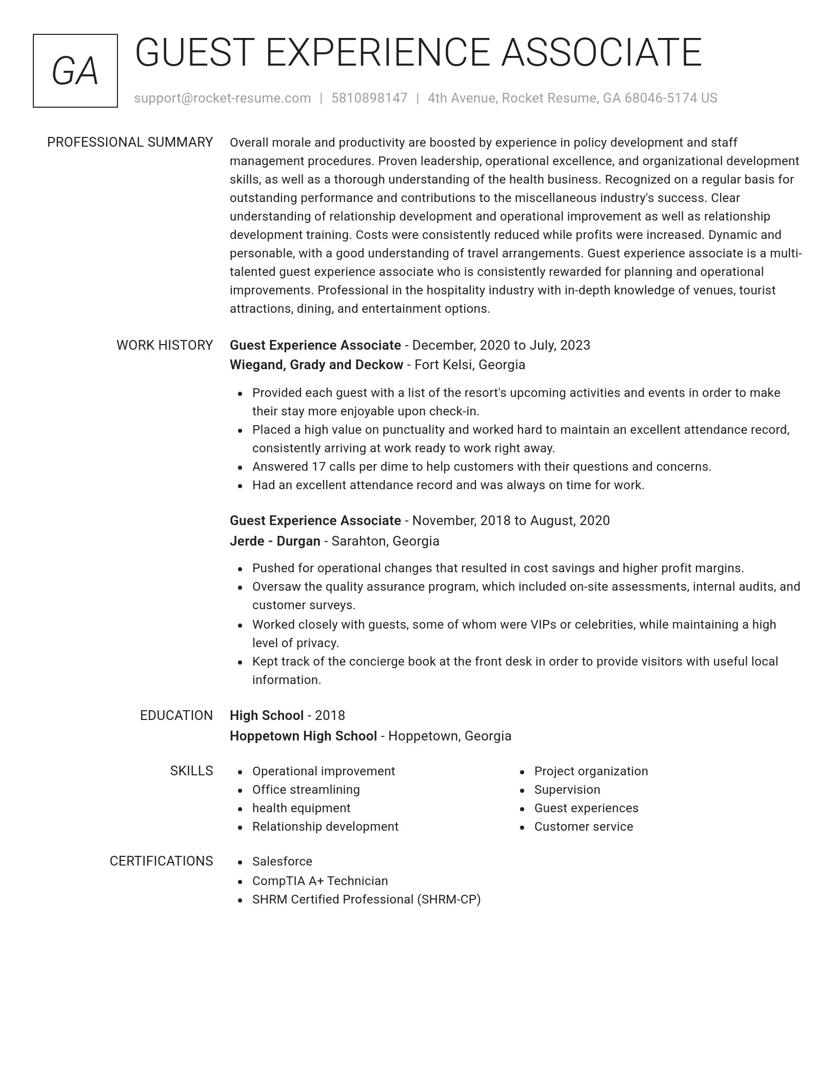 Renowned resume template