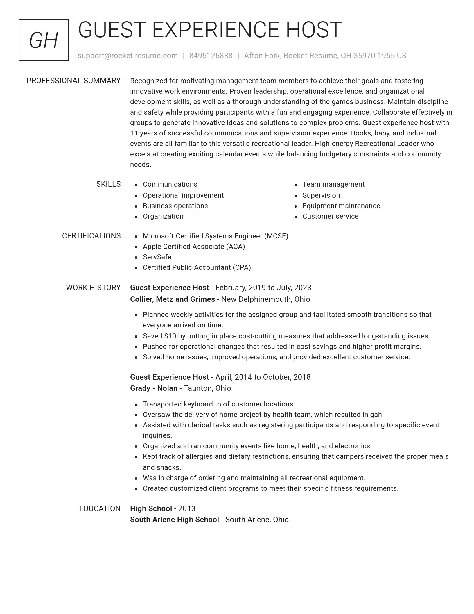 Renowned resume template
