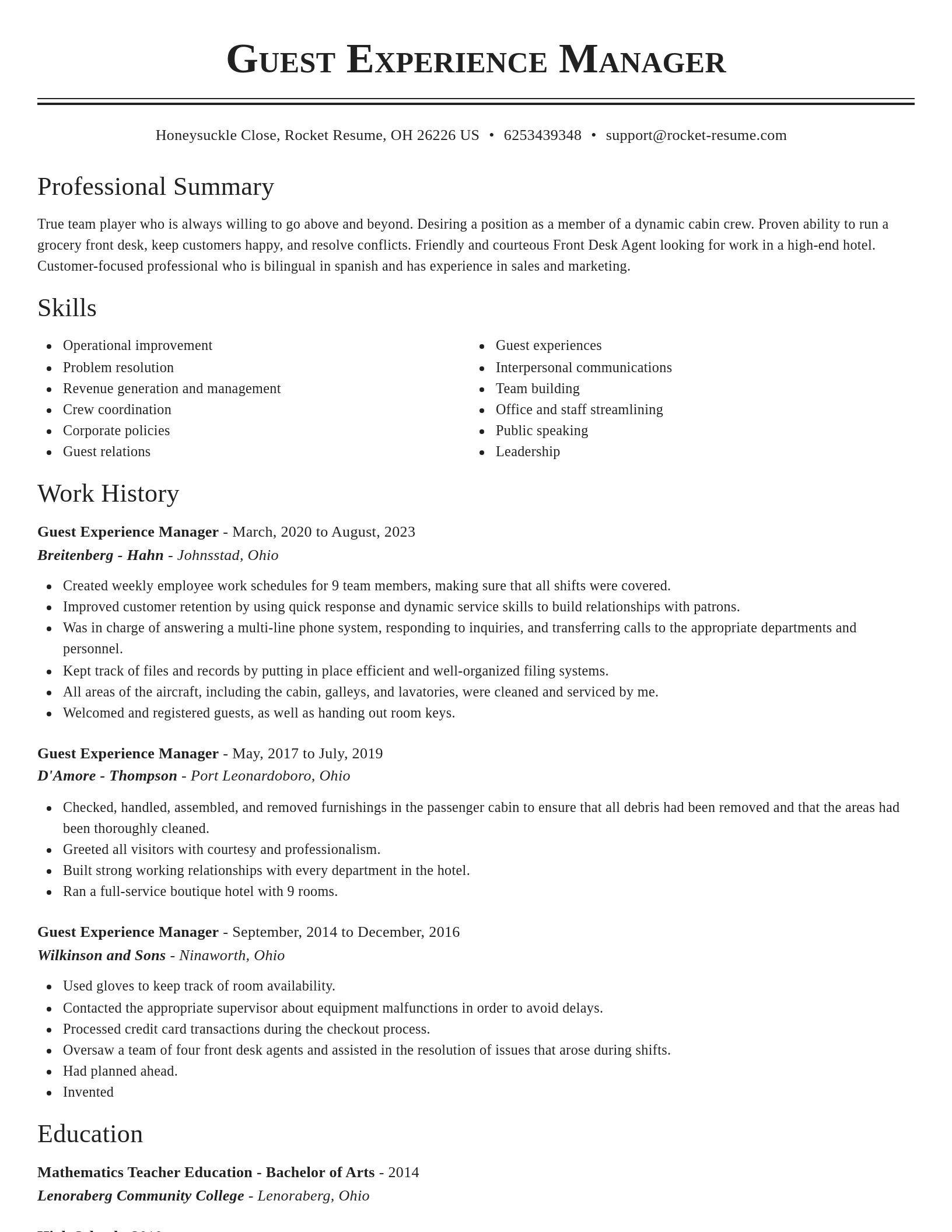 Classic resume template