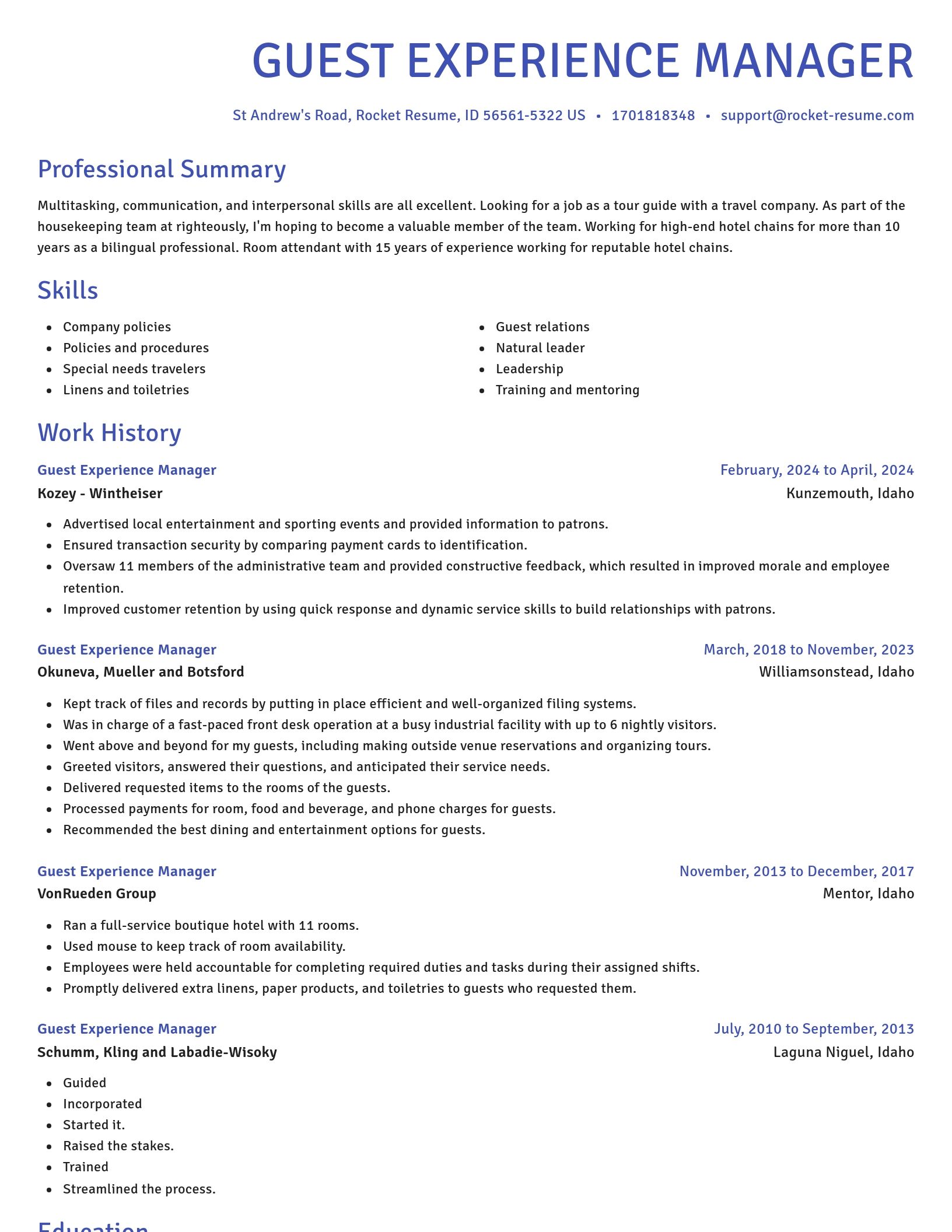 Novel resume template