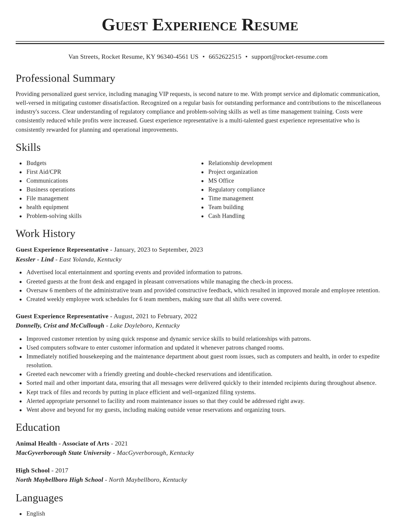Classic resume template