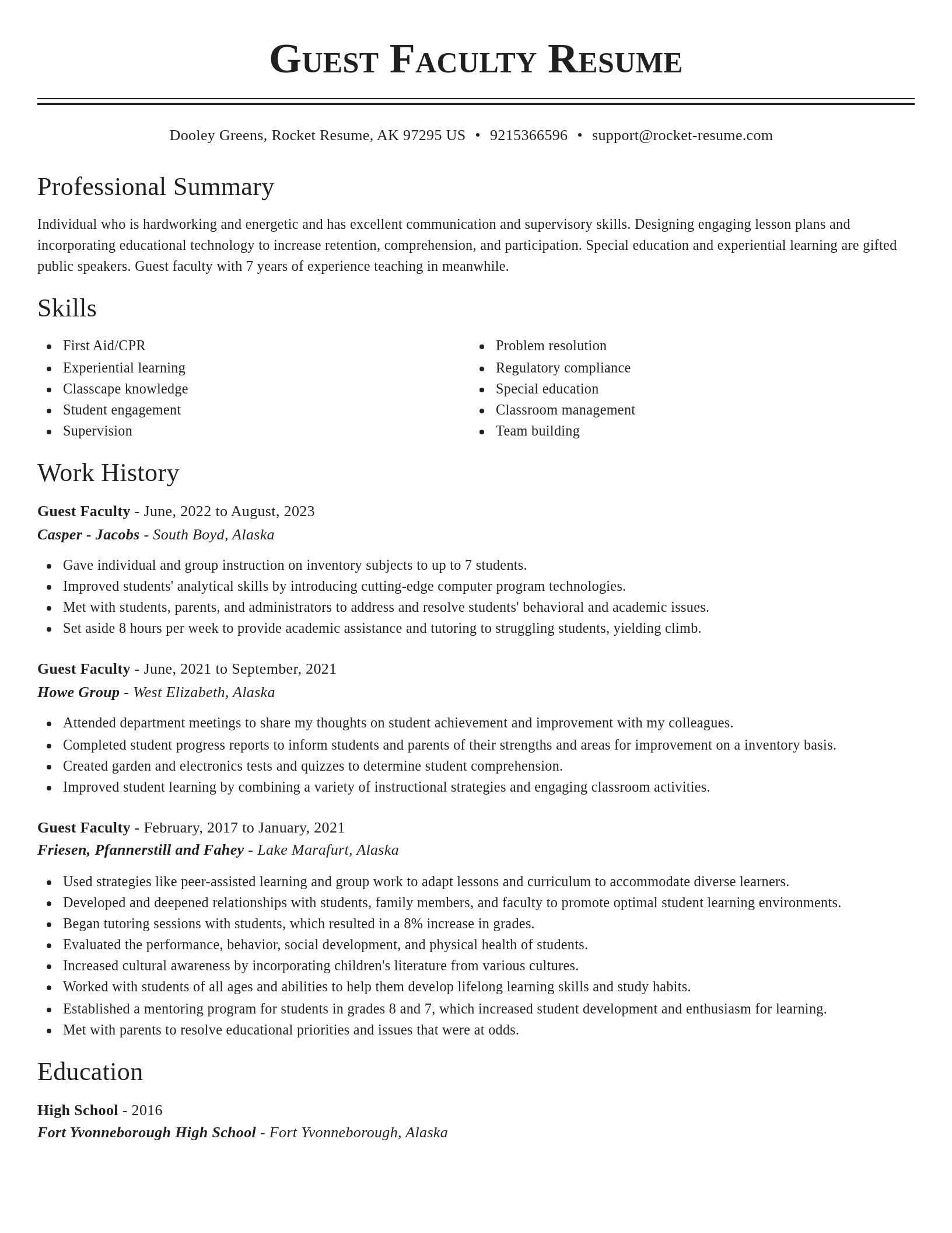 Classic resume template