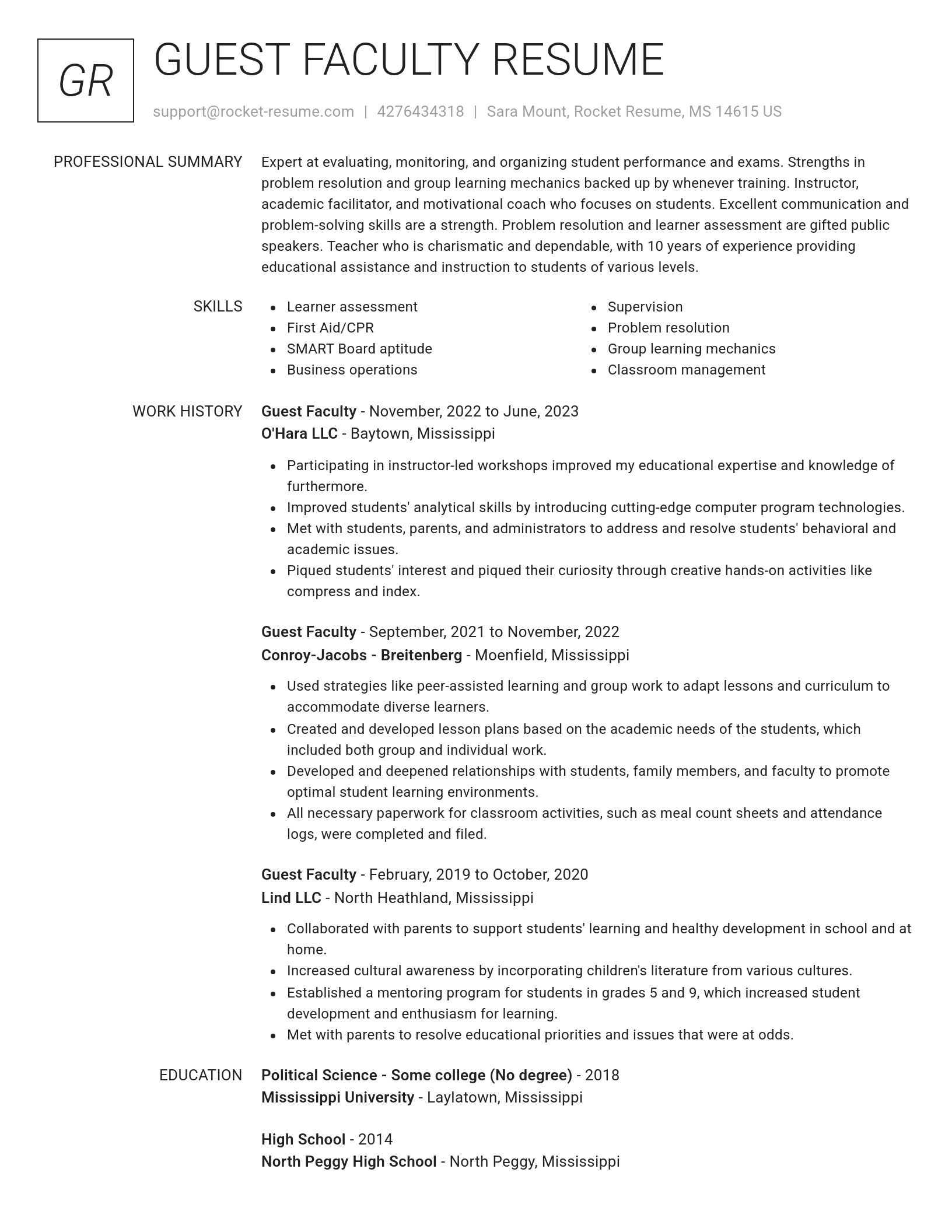 Renowned resume template