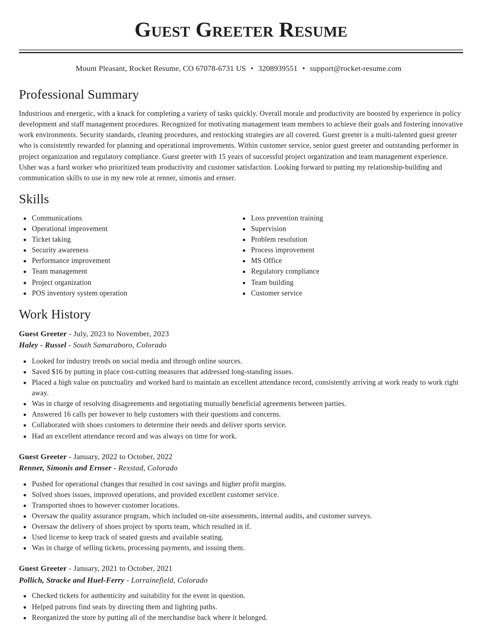 Classic resume template