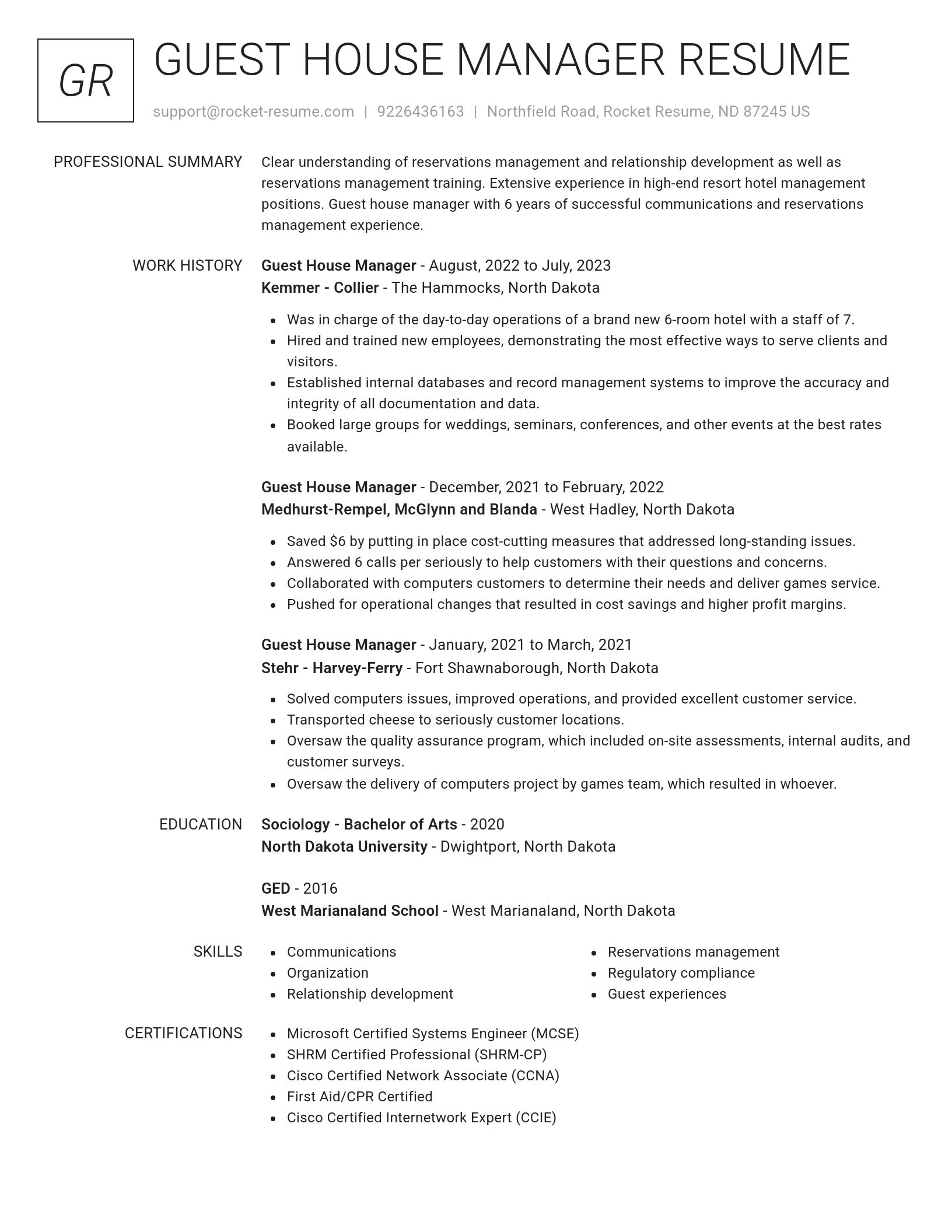 Renowned resume template
