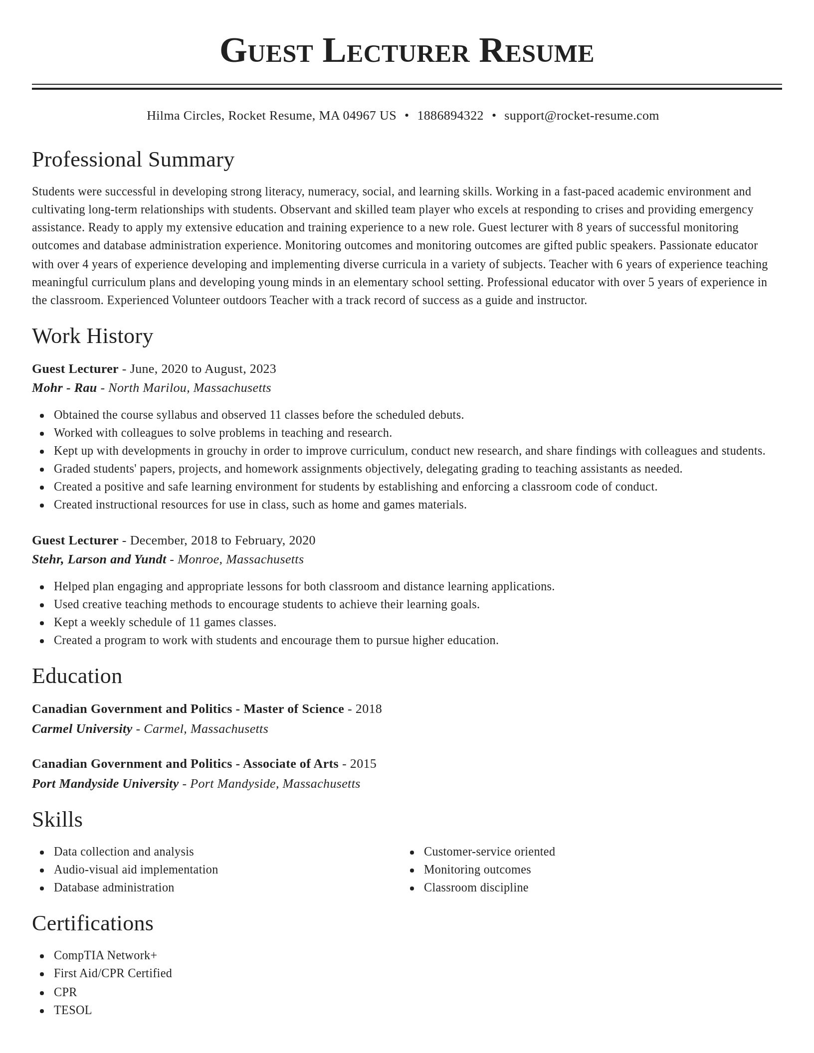 Classic resume template