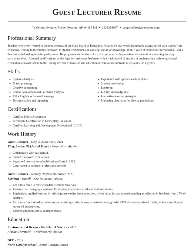 Classic resume template
