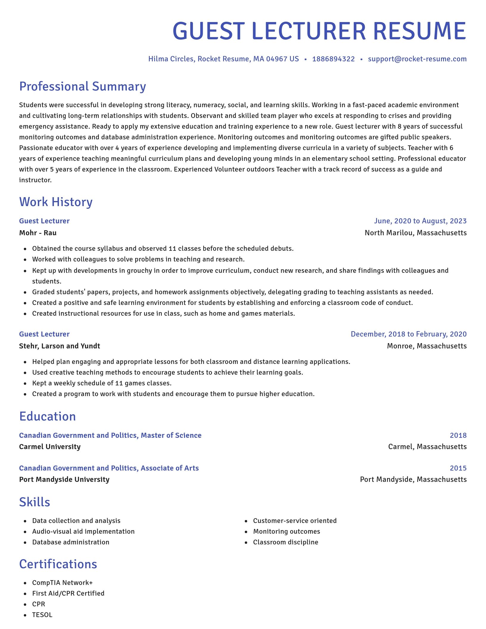 Novel resume template