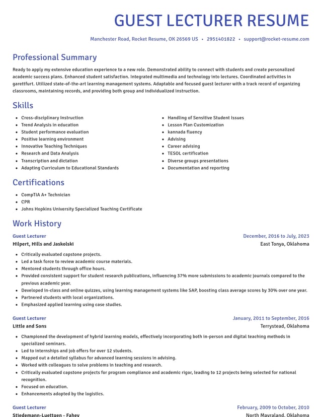 Novel resume template