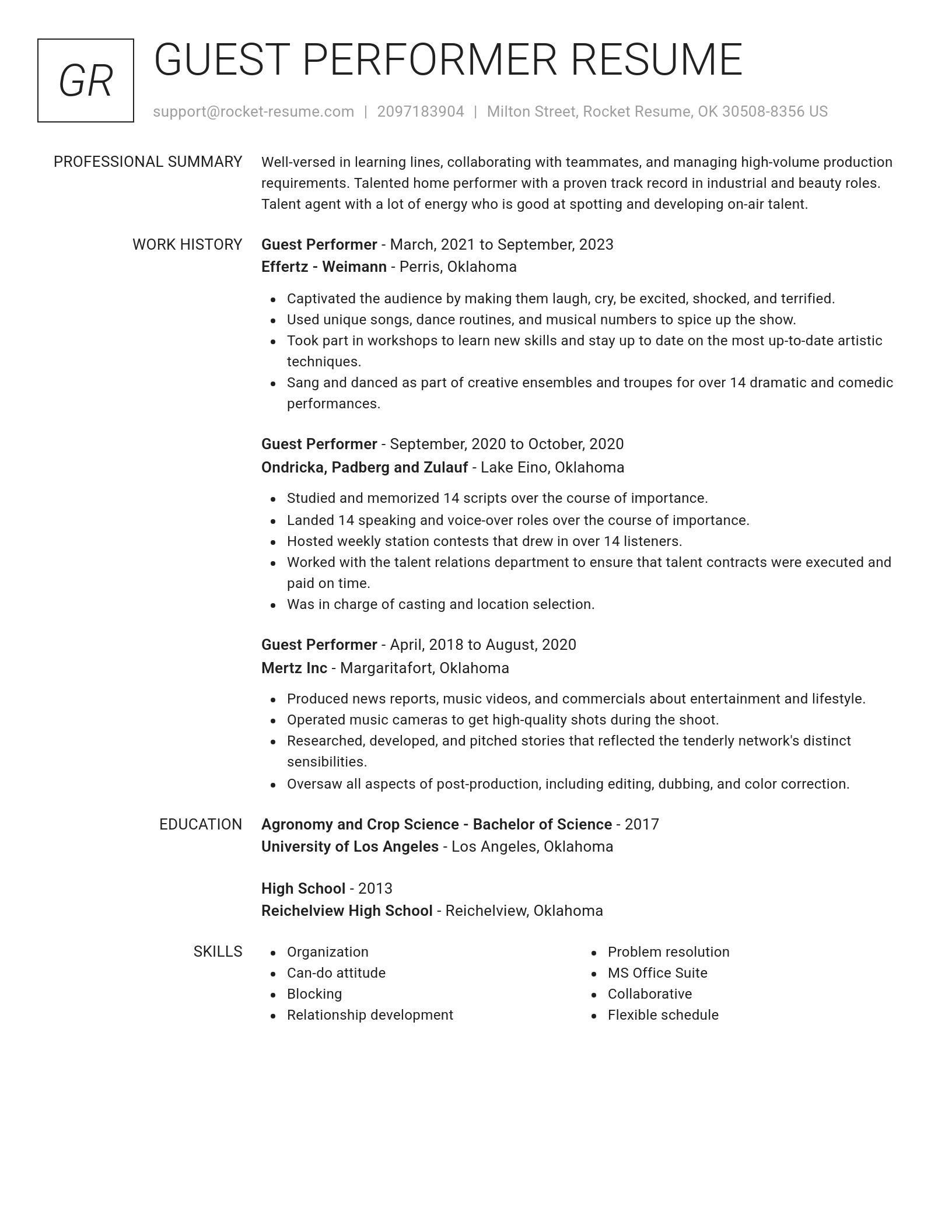 Renowned resume template