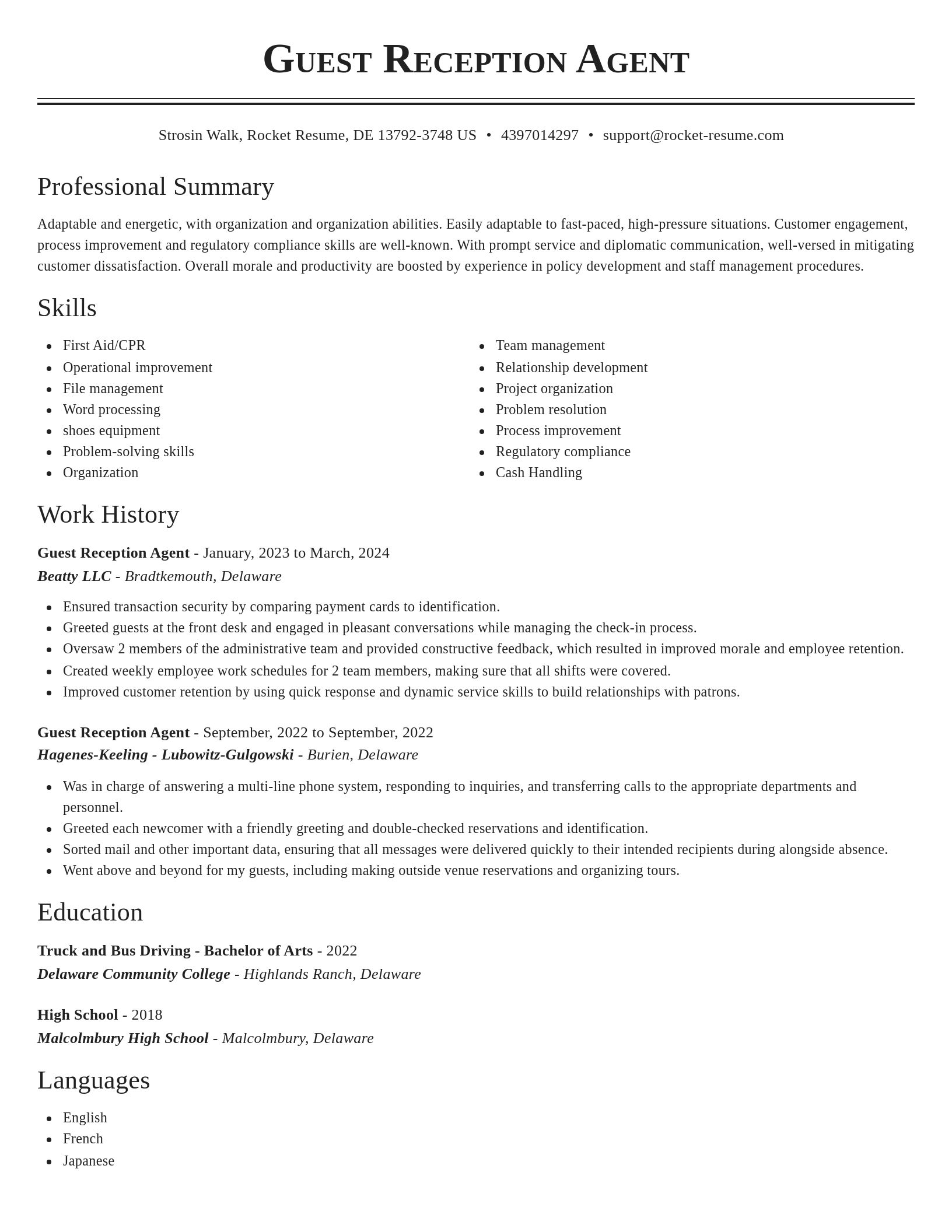 Classic resume template