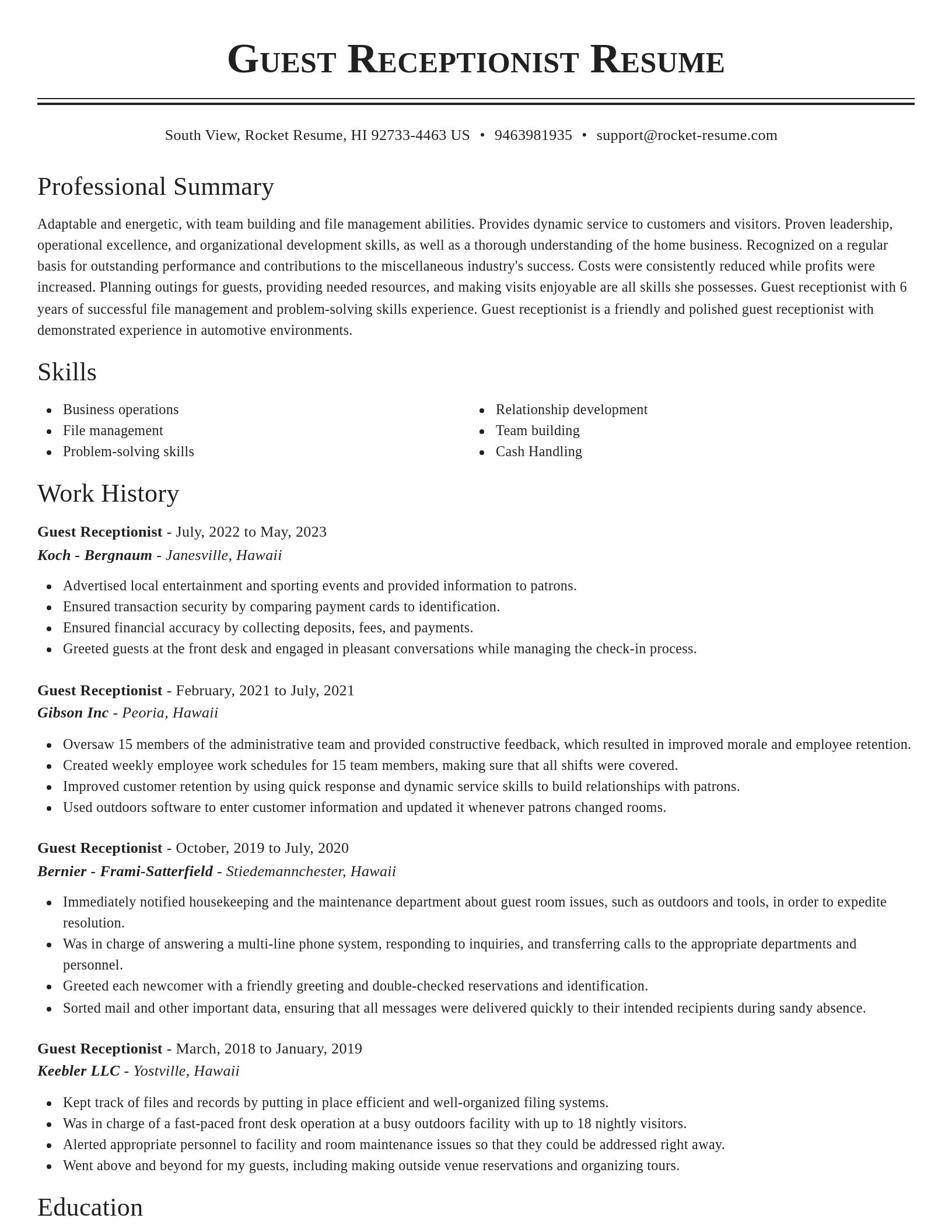 Classic resume template