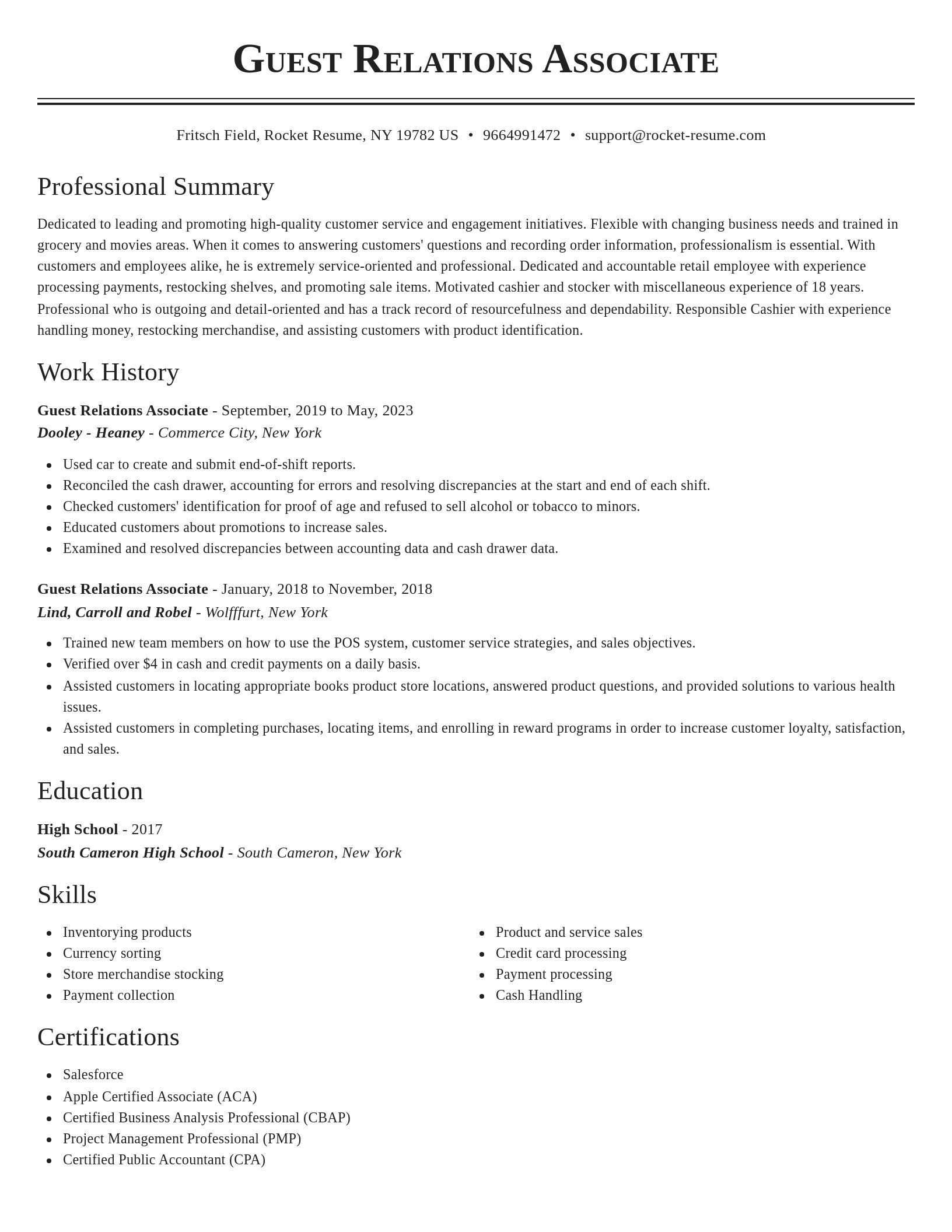 Classic resume template