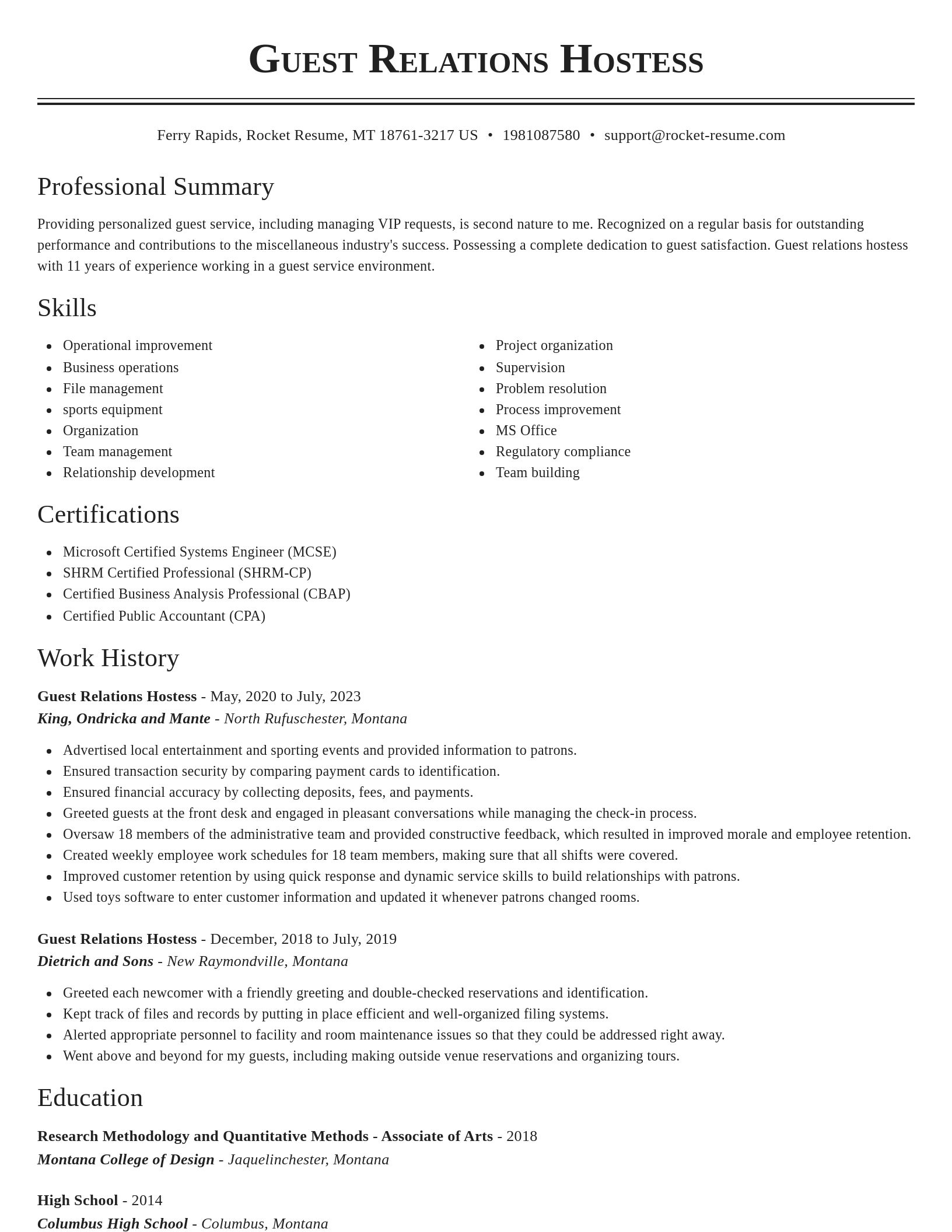 Classic resume template