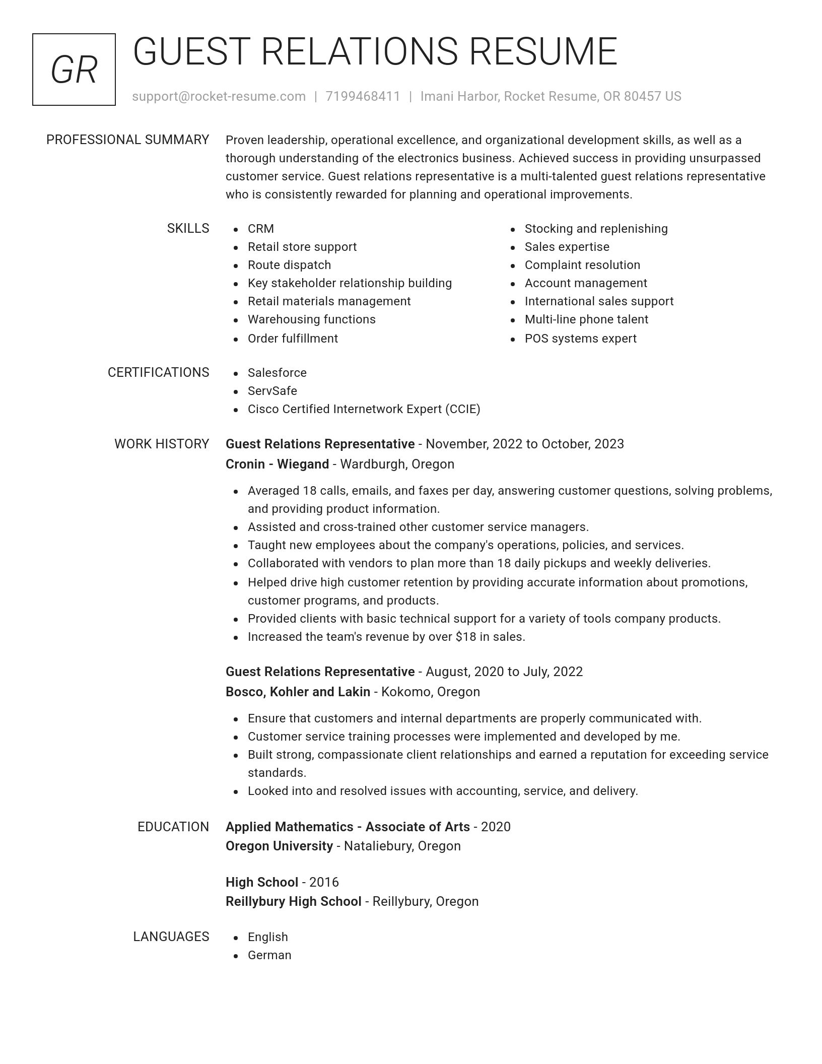Renowned resume template