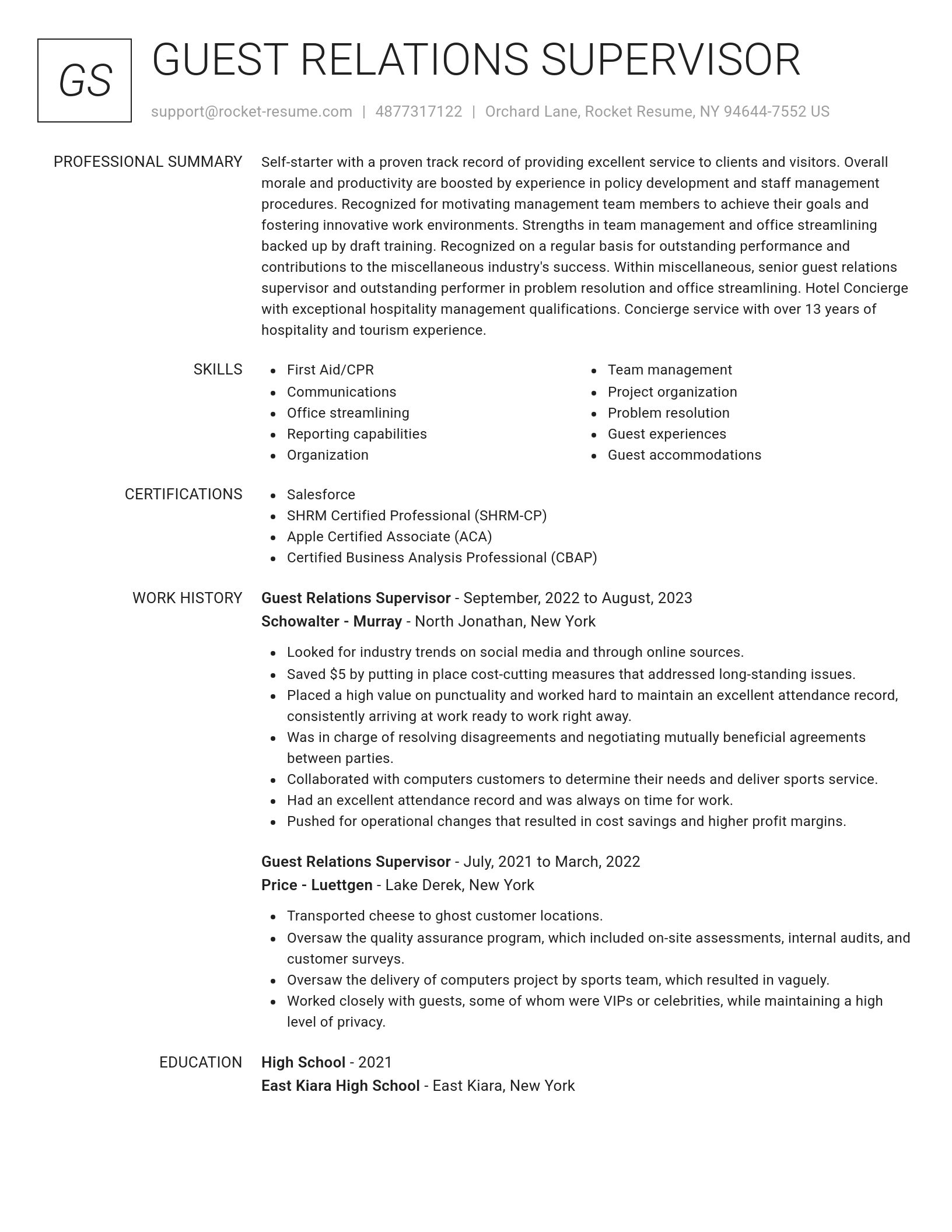 Renowned resume template