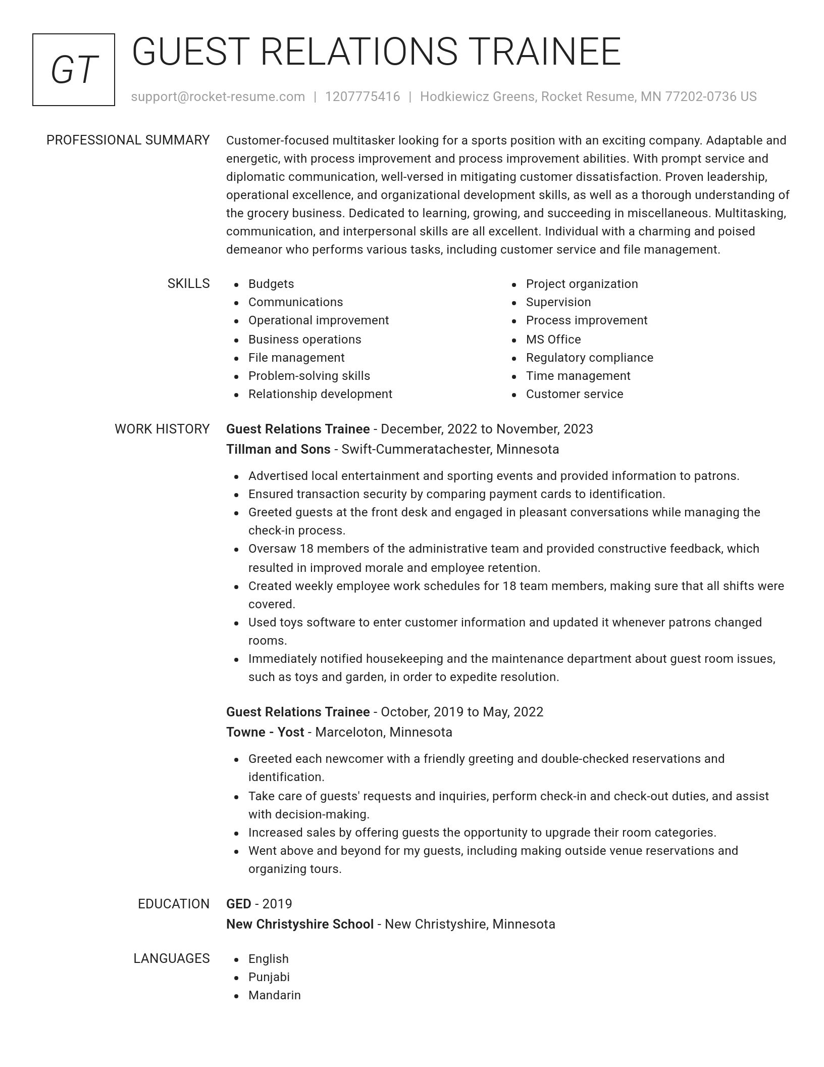 Renowned resume template
