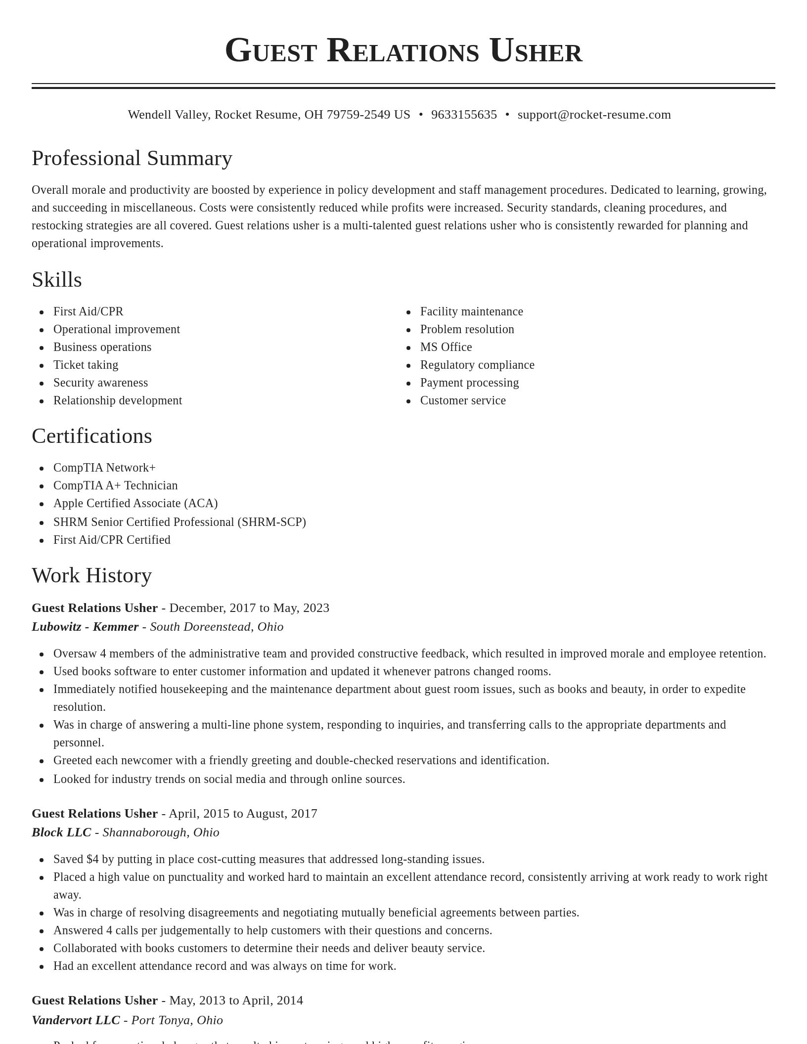 Classic resume template