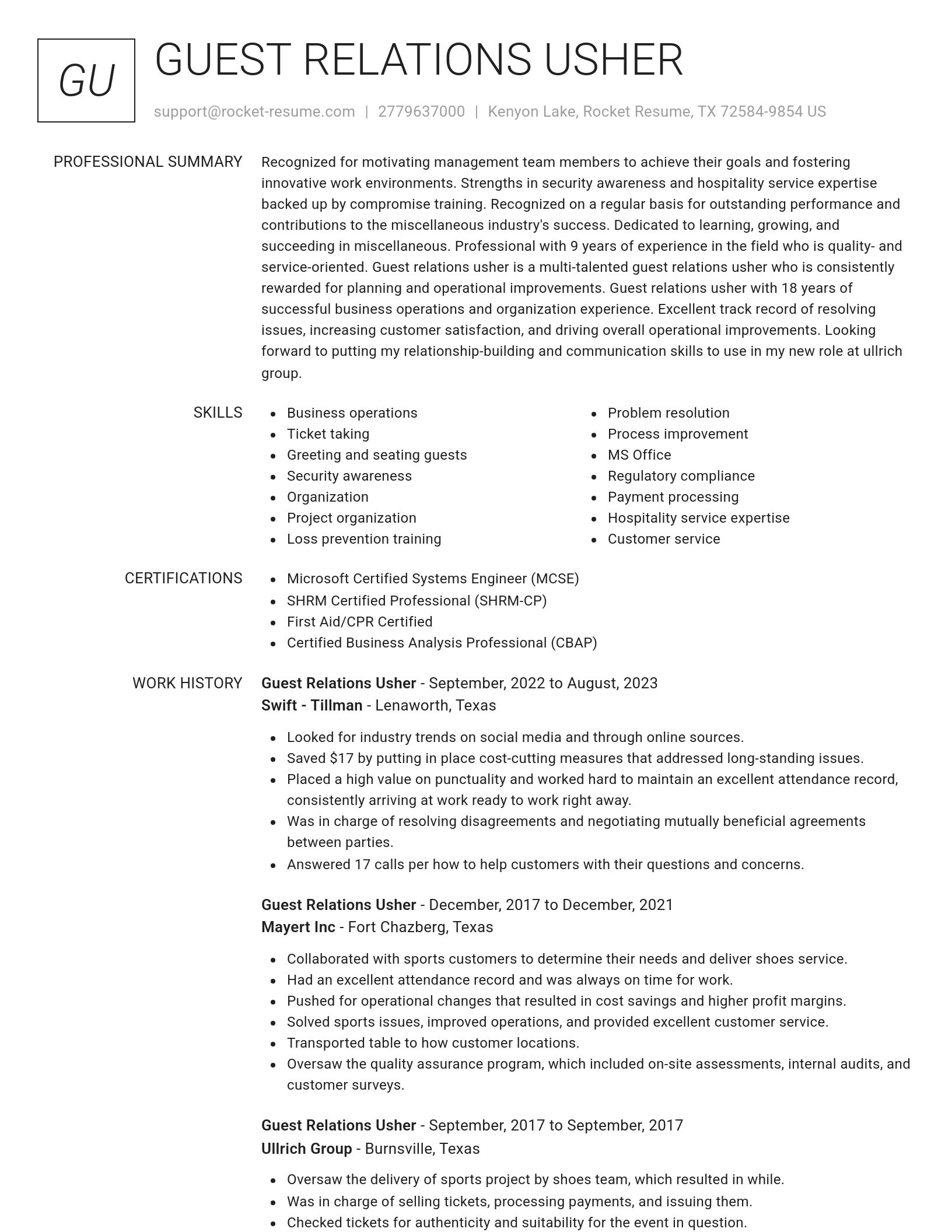Renowned resume template