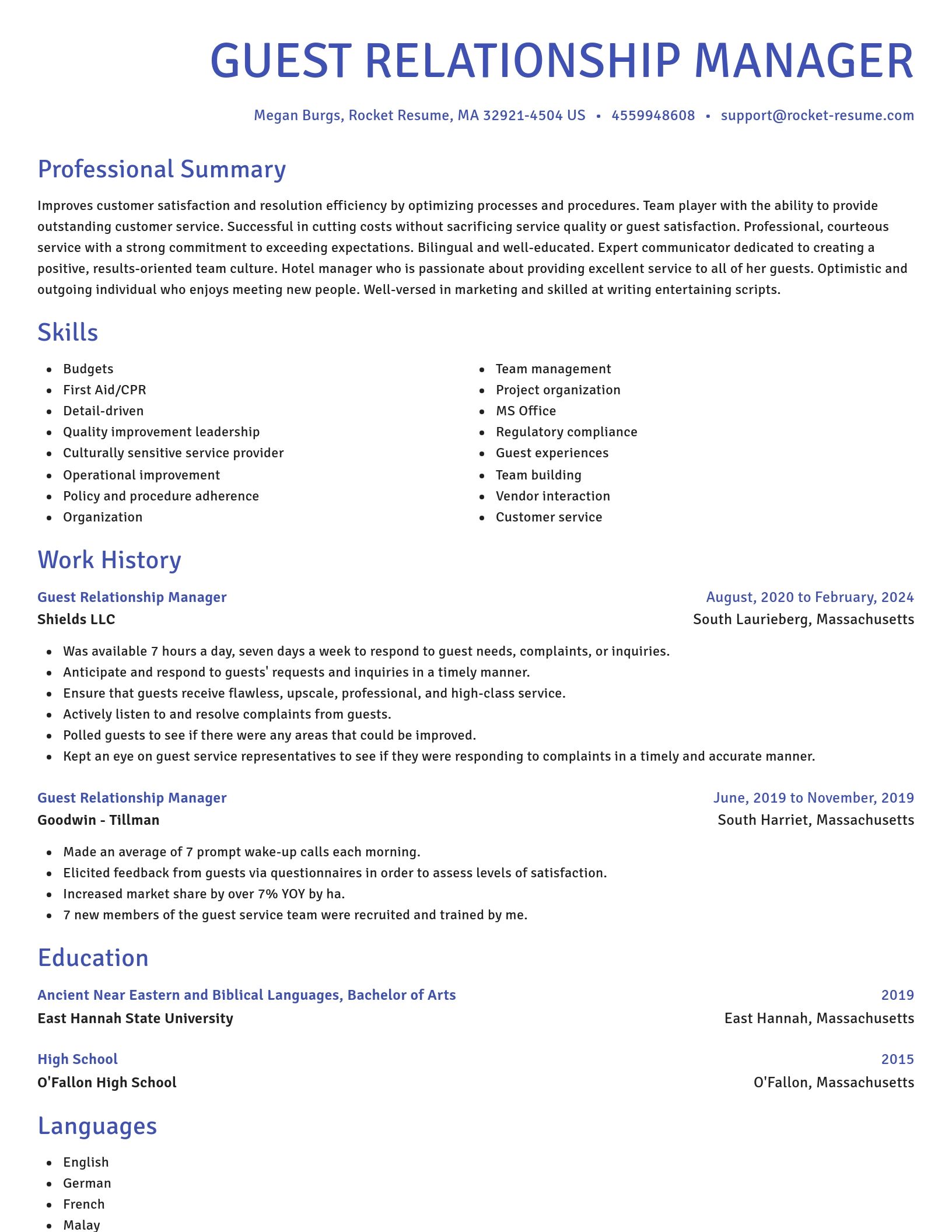 Novel resume template