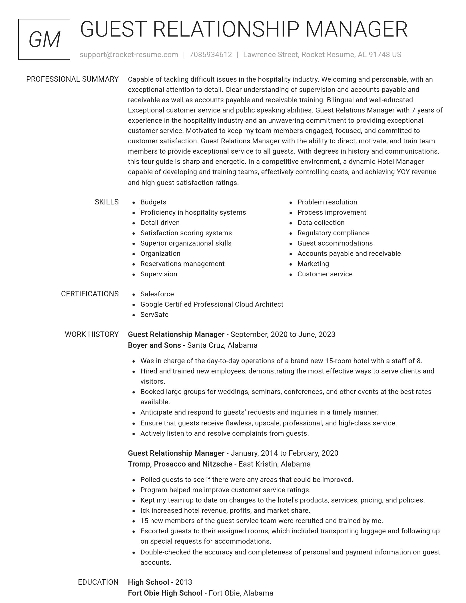 Renowned resume template