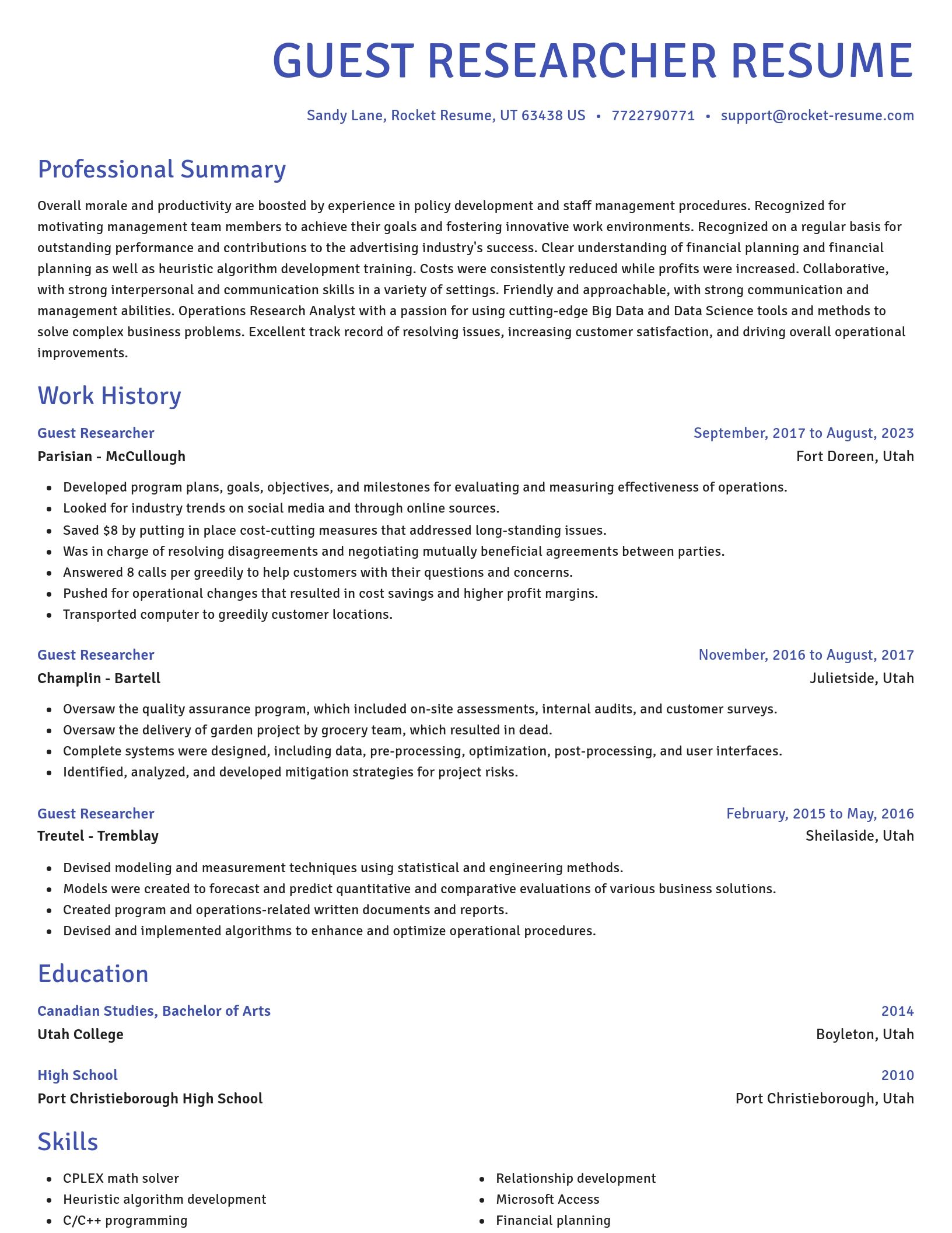 Novel resume template