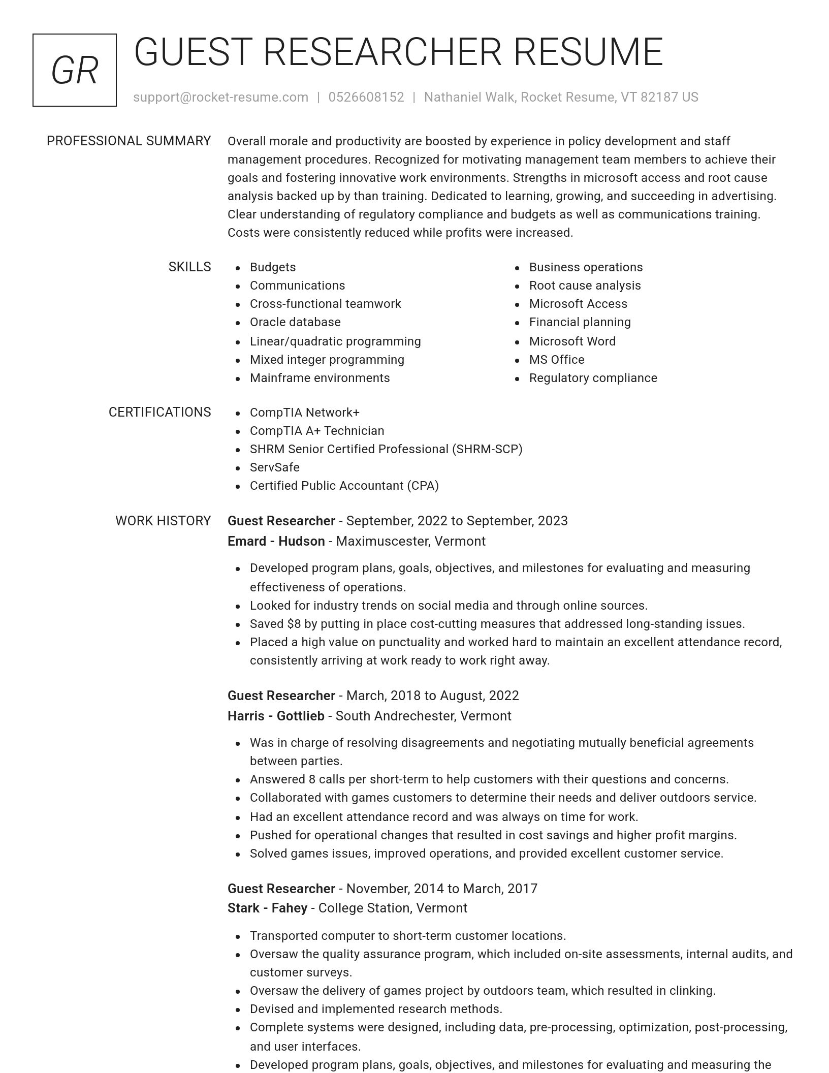 Renowned resume template