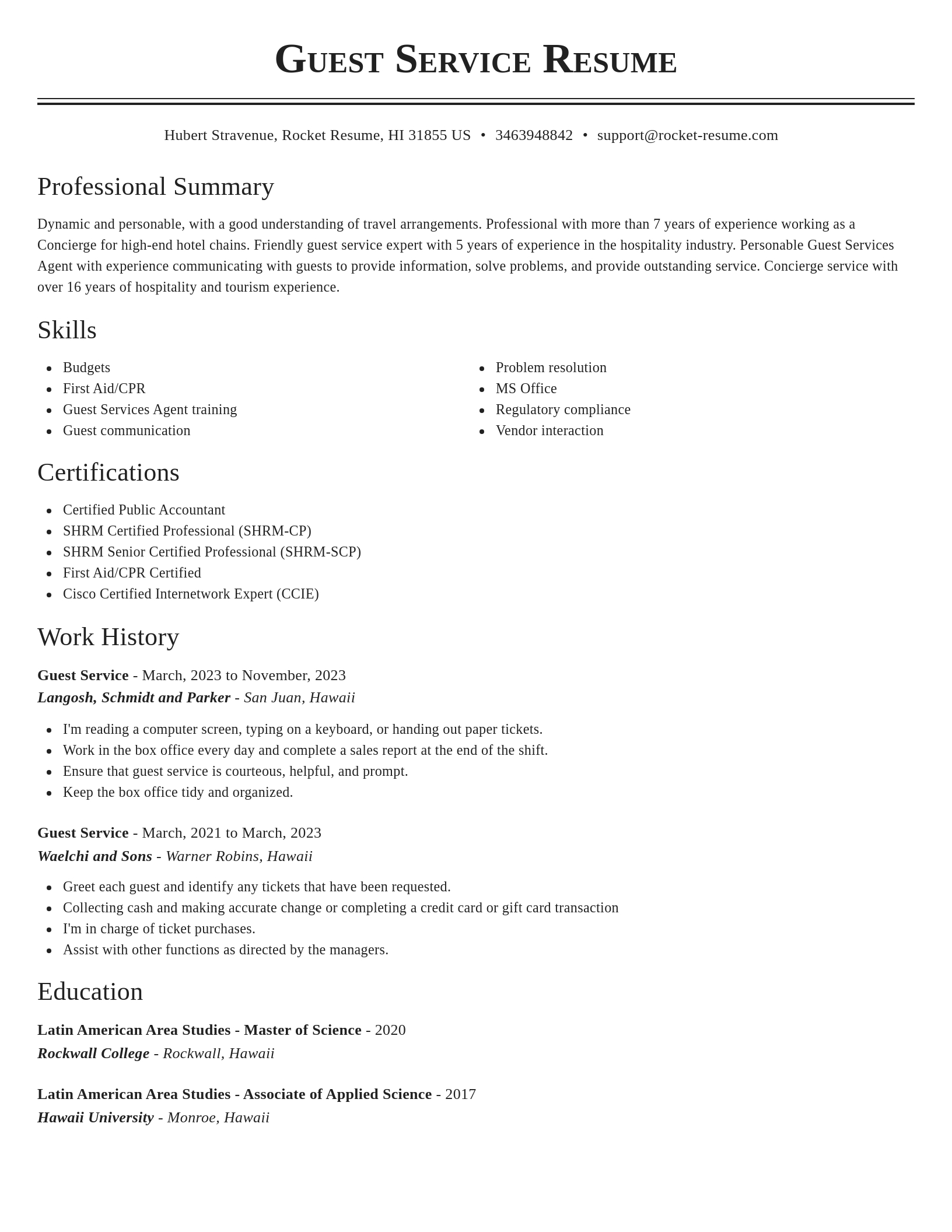 Classic resume template